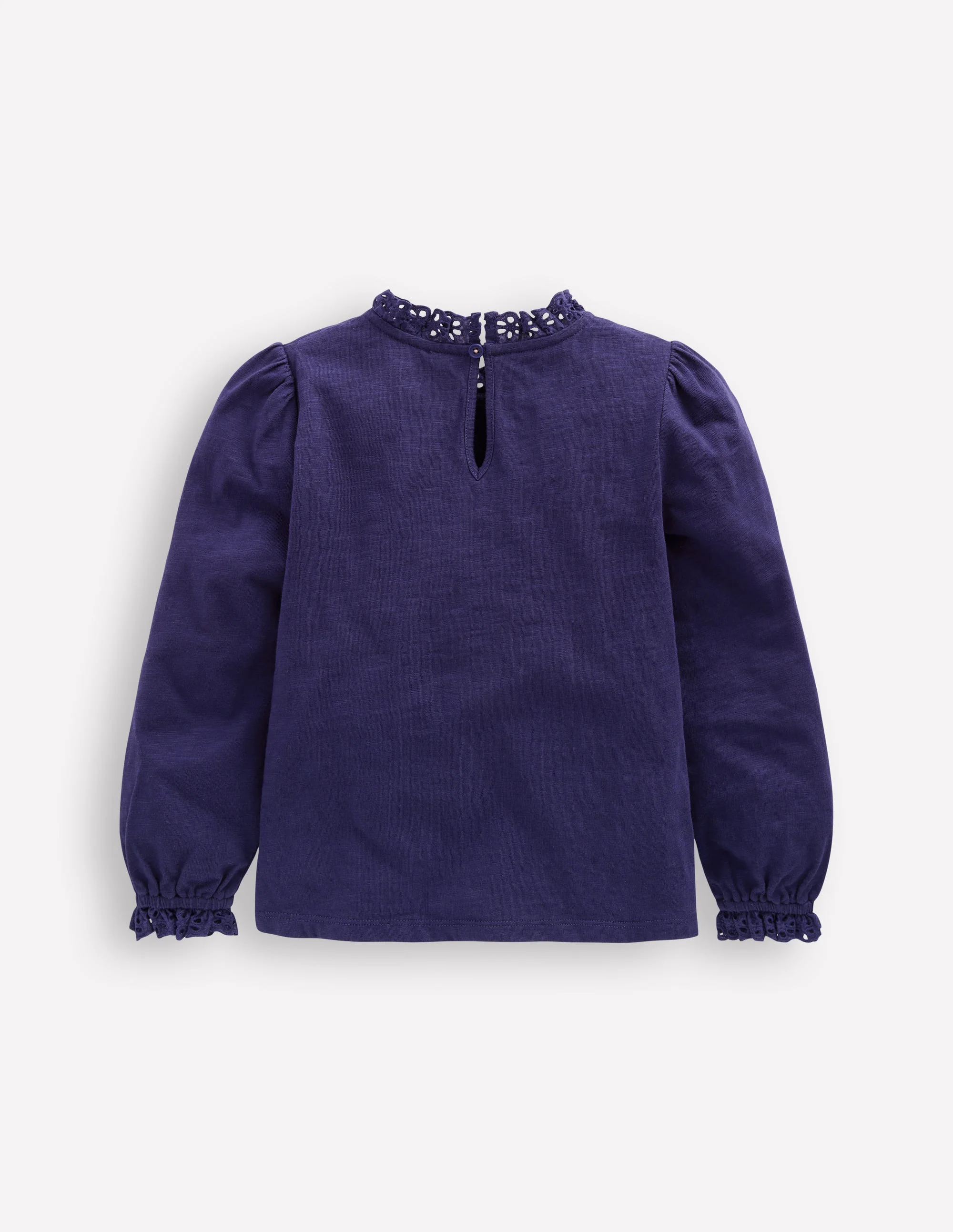 Broderie Trim Jersey Top-Starboard Blue - Image 2