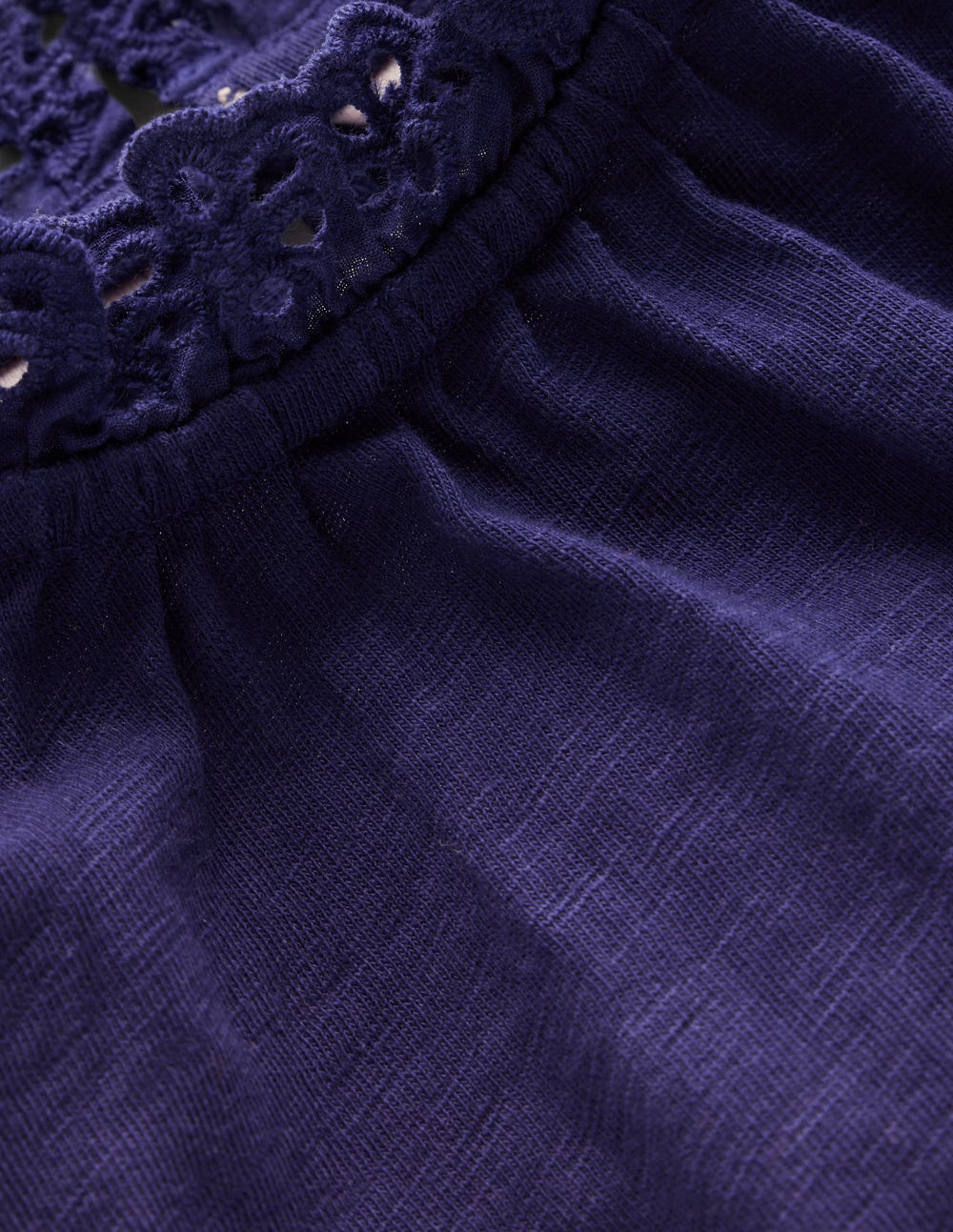 Broderie Trim Jersey Top-Starboard Blue - Image 3