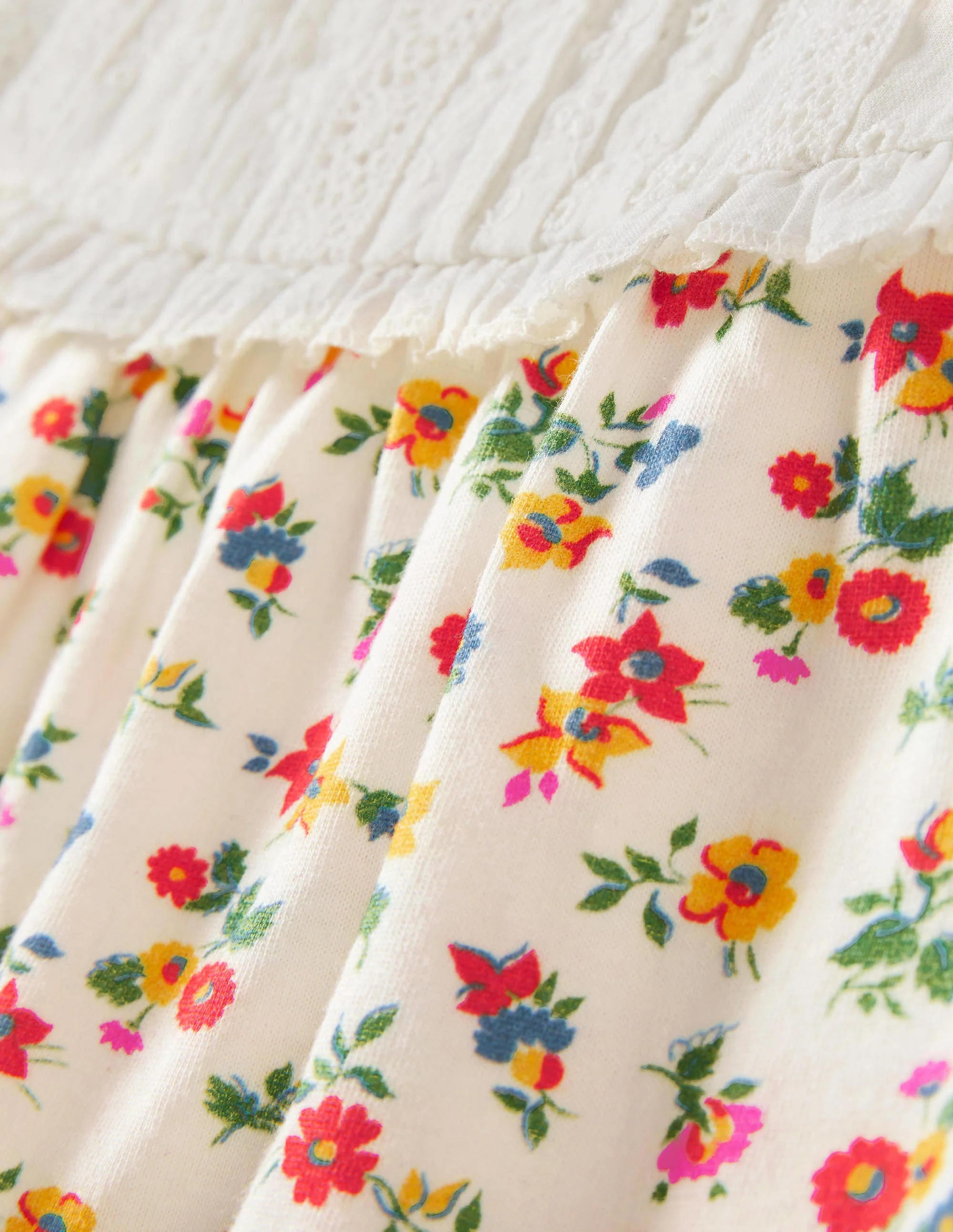 Broderie Yoke Top-Multi Patchwork Floral - Image 3