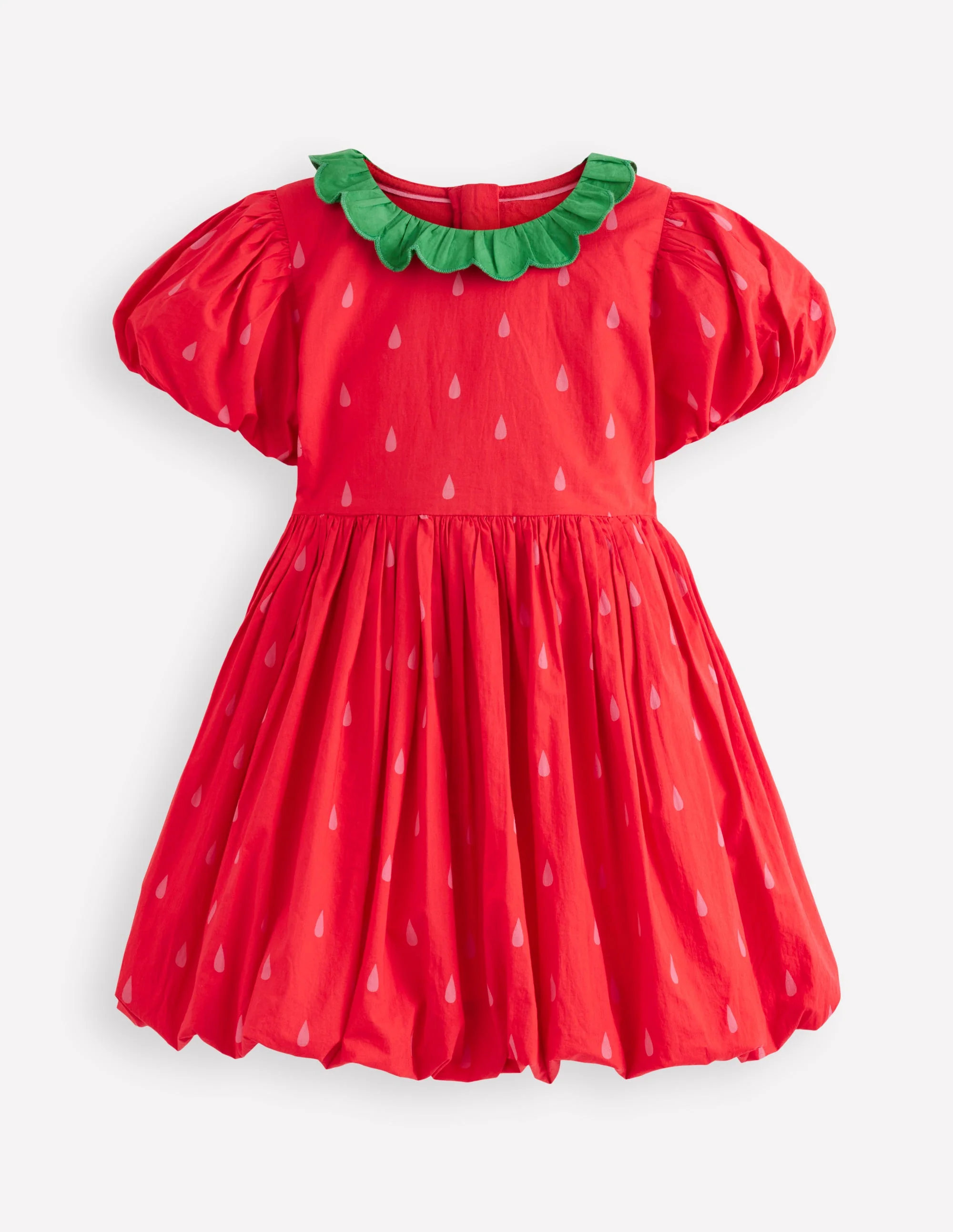Bubble Hem Dress-Poppy Red Strawberry - Image 2