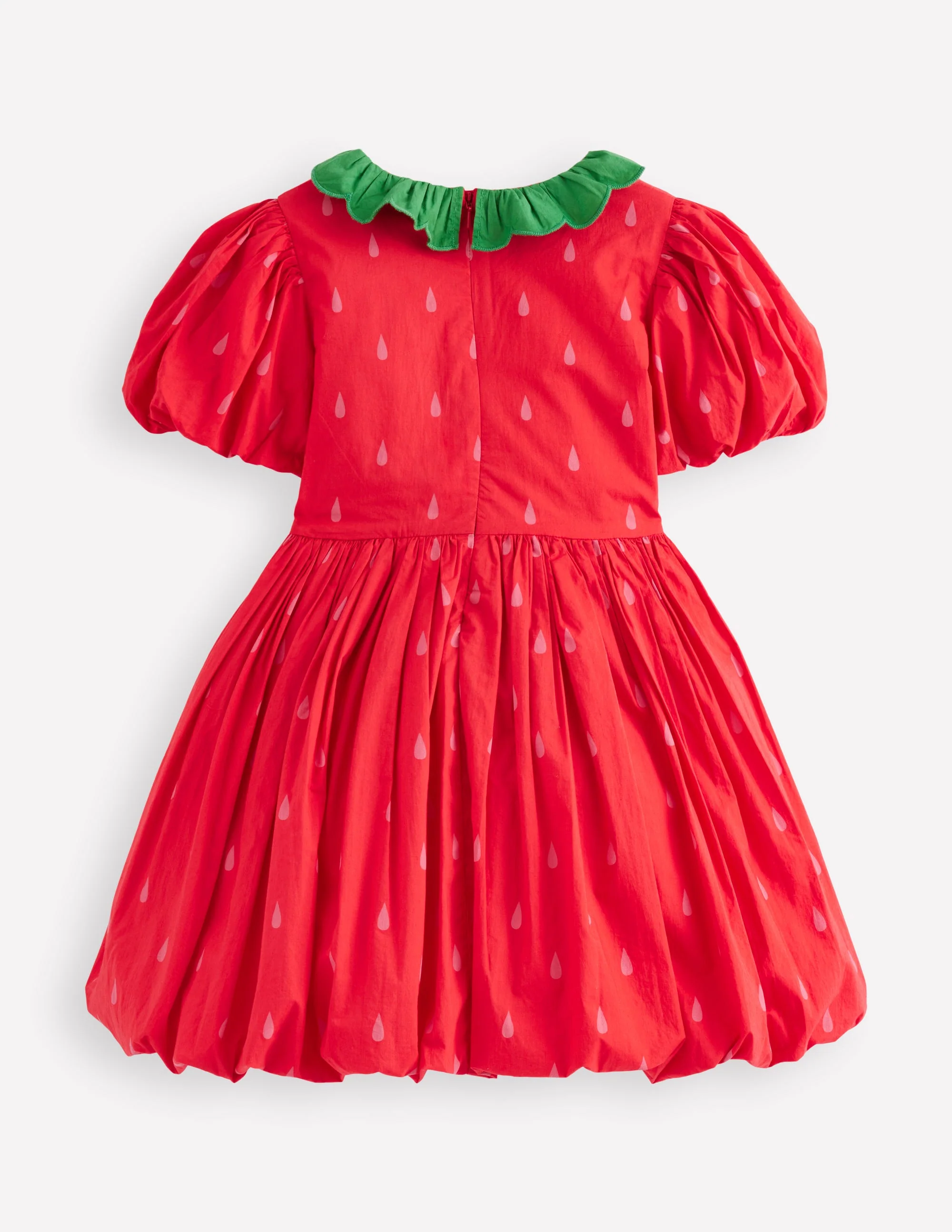 Bubble Hem Dress-Poppy Red Strawberry - Image 3