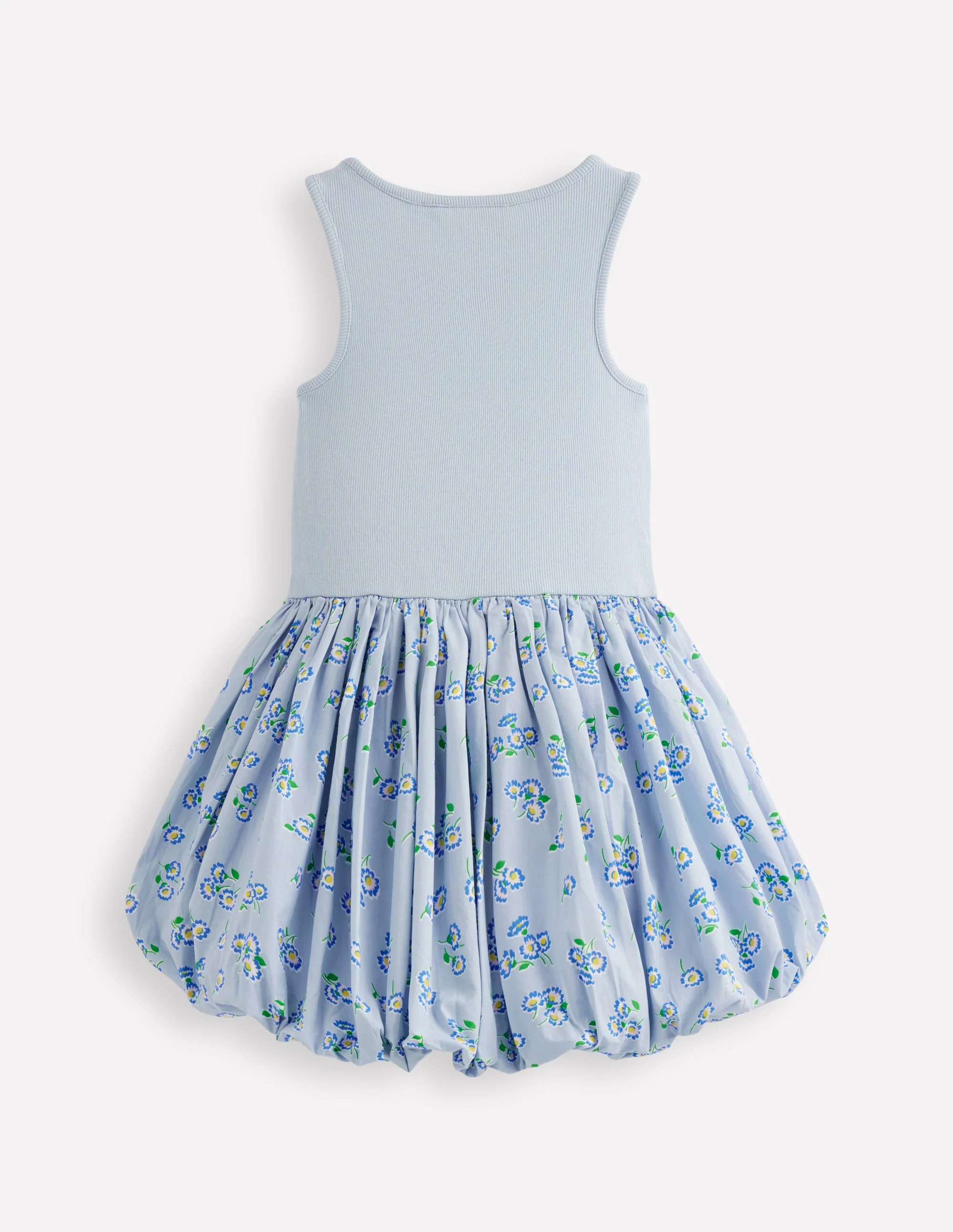 Bubble Hem Rib Dress-Misty Blue Daisy - Image 5