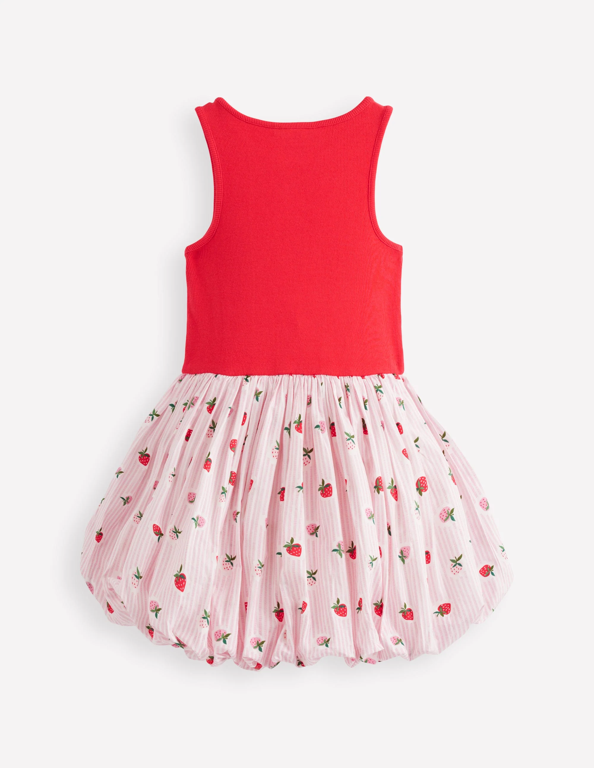 Bubble Hem Rib Dress-Ticking Stripe Strawberry - Image 5