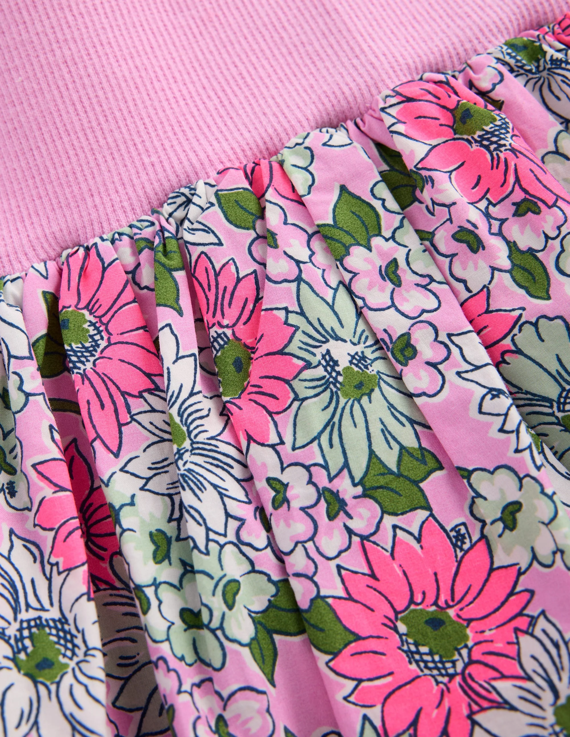 Bubble Hem Skirt-Water Lilly Pink Cornflower - Image 3