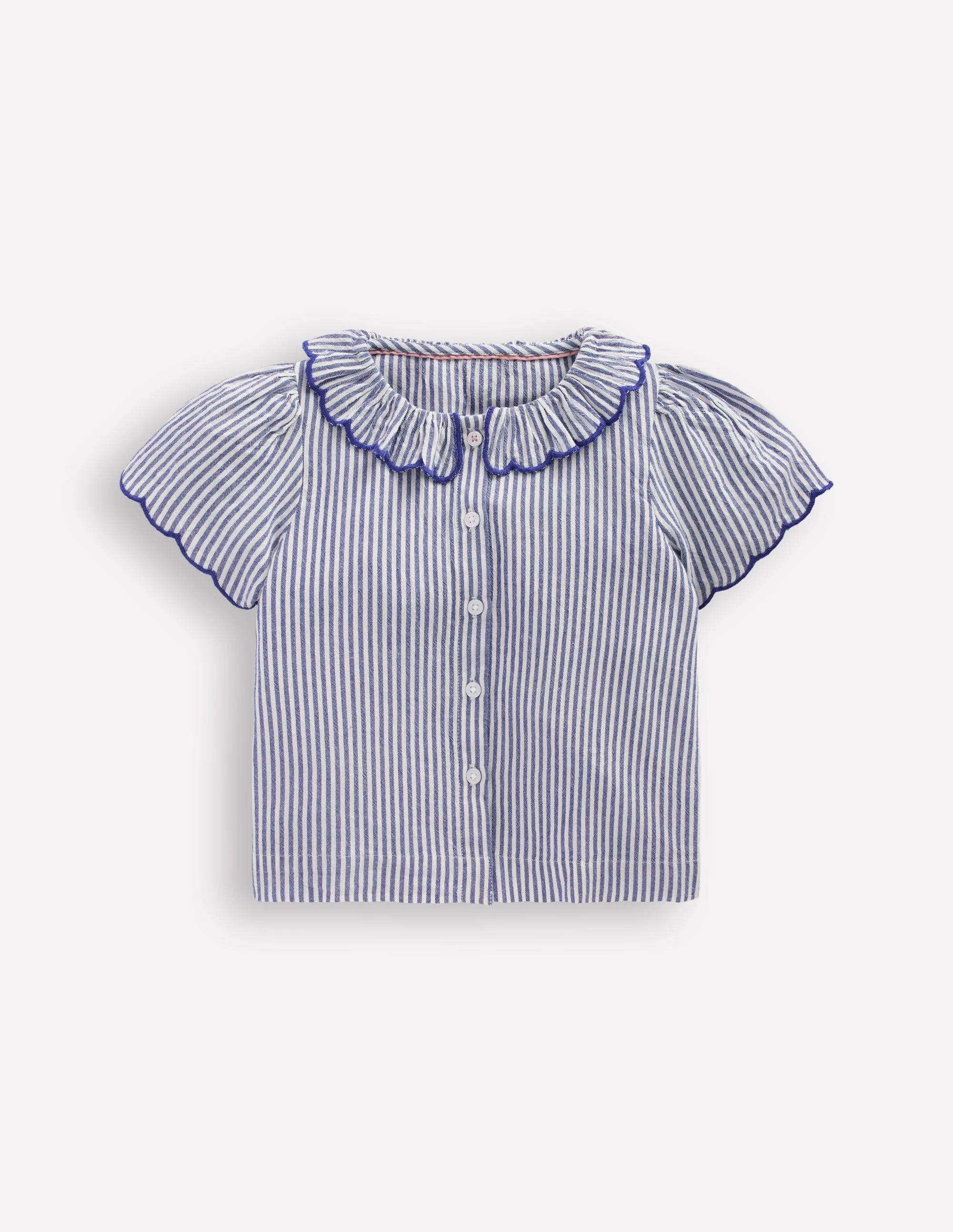 Button-through Blouse-Blue/Ivory Stripe - Image 3