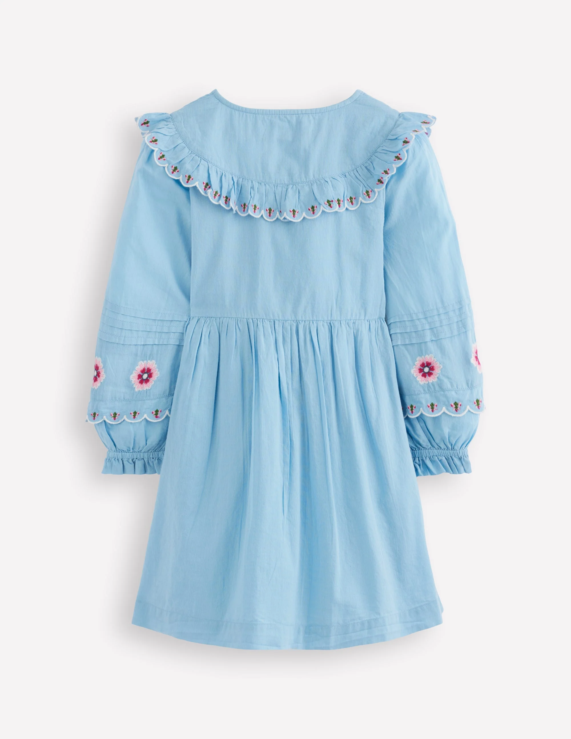 Button Through Blouson Dress-Glacier Blue - Image 2