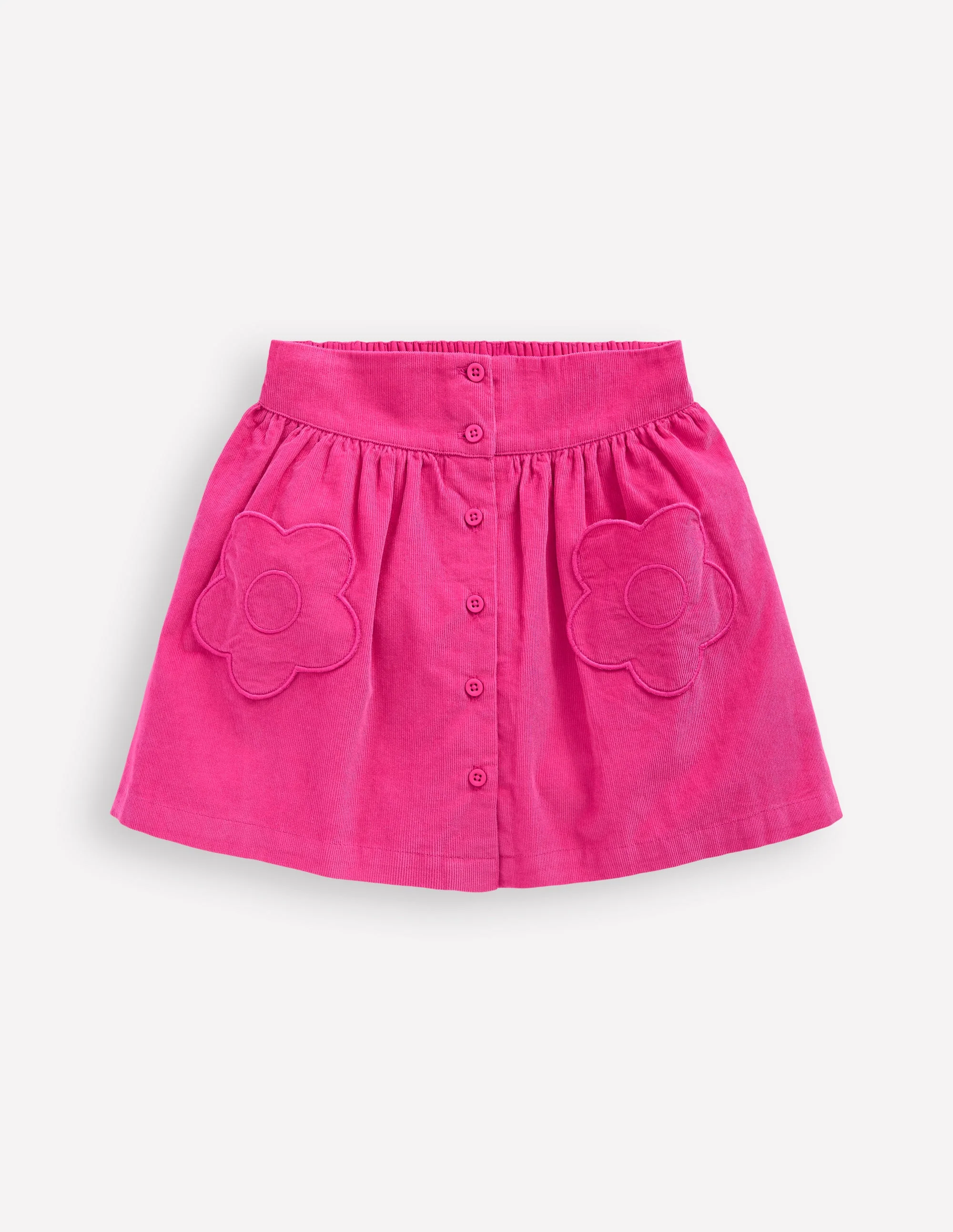 Button-through Mini Skirt-Raspberry Pink