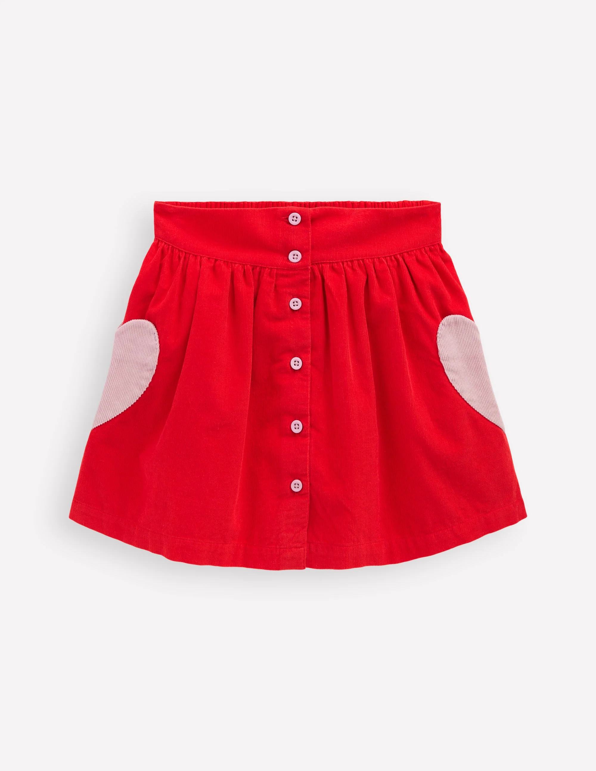 Button-through Mini Skirt-Rockabilly Red Hearts