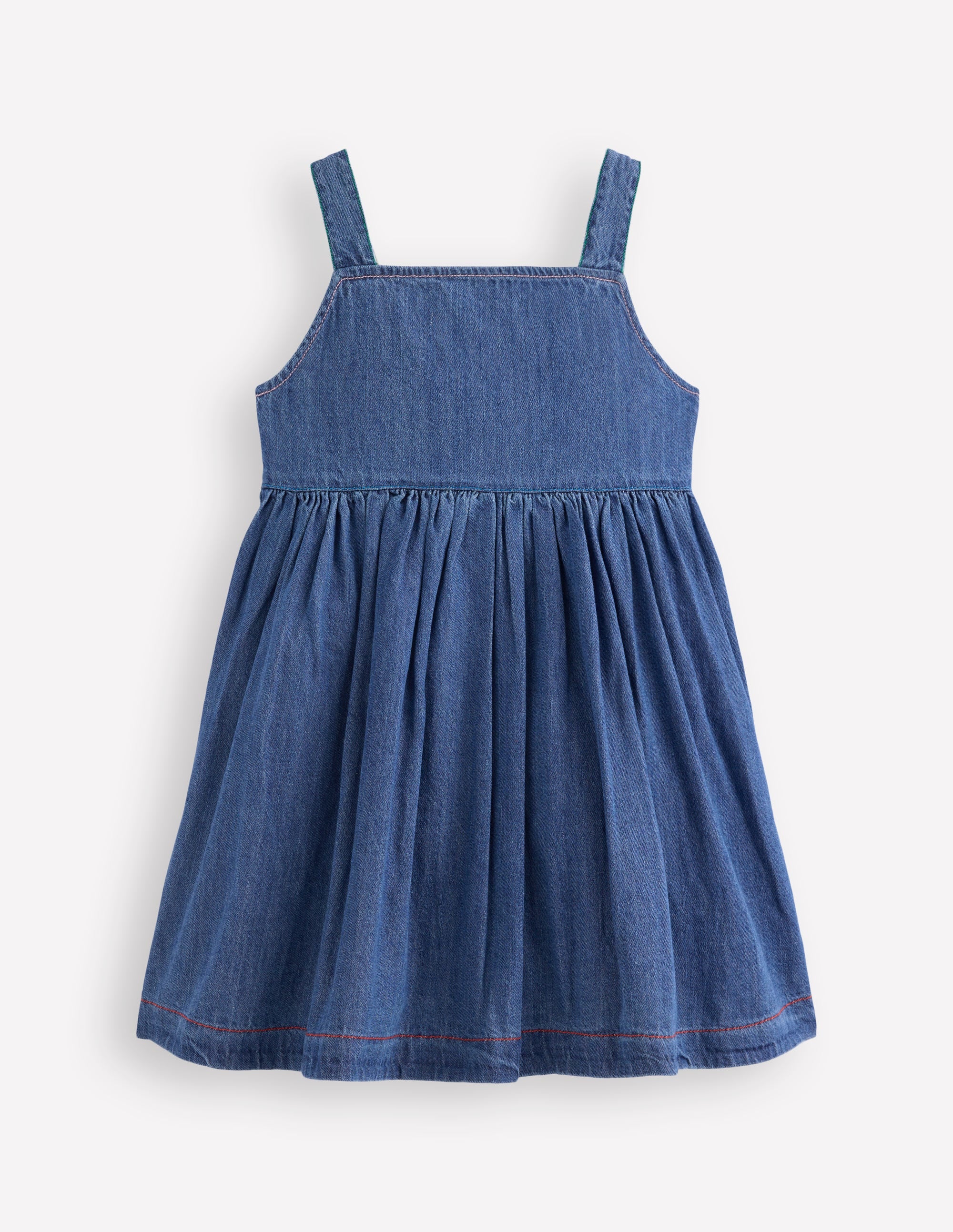 Button-through Pinafore Dress-Mid Vintage Denim - Image 2