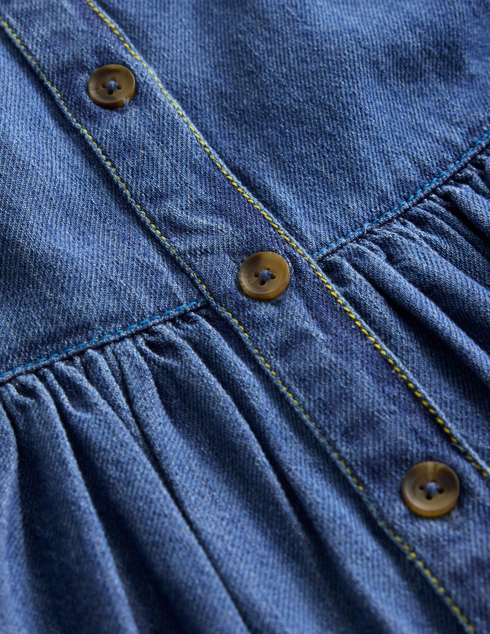 Button-through Pinafore Dress-Mid Vintage Denim - Image 3