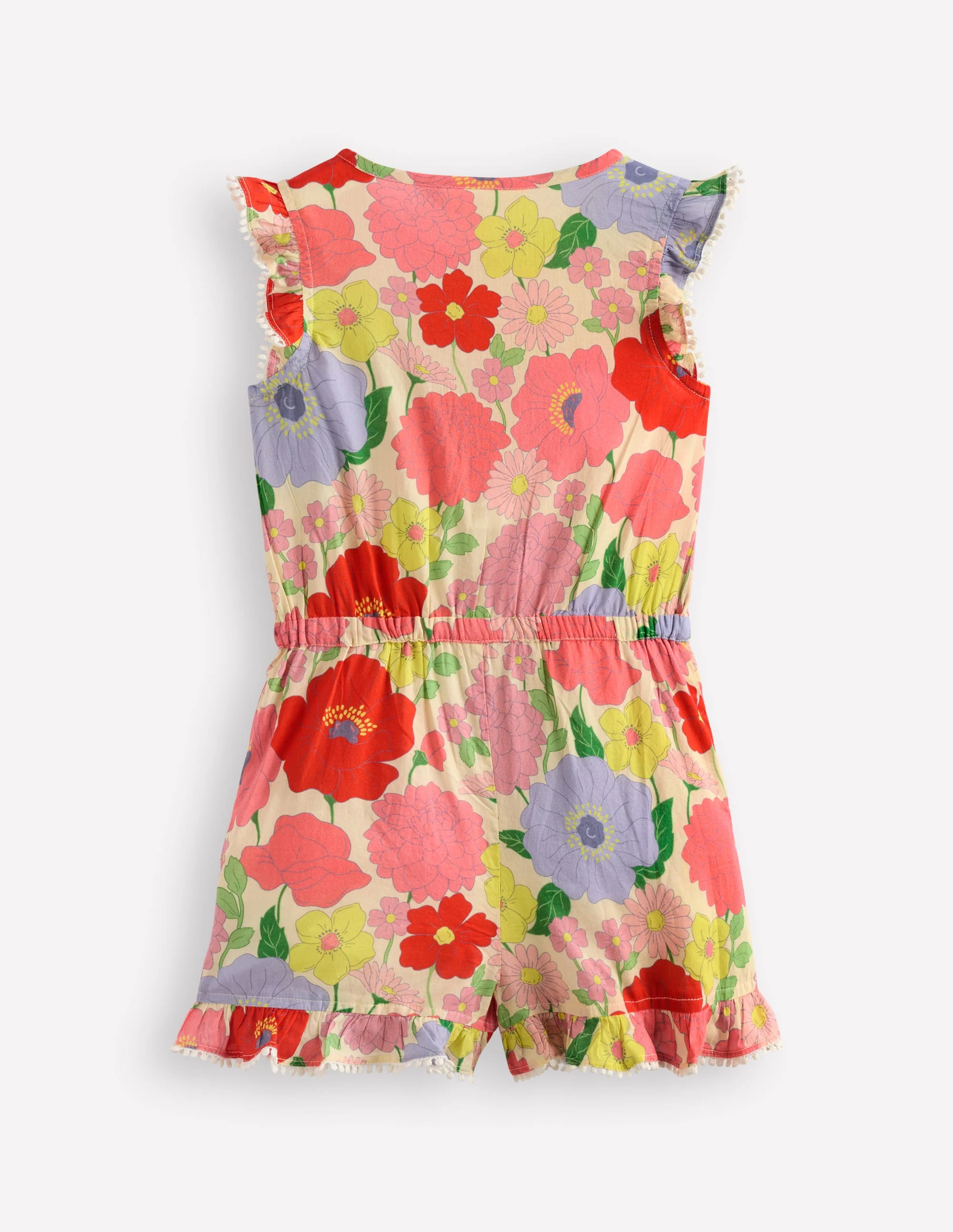 Button Through Ruffle Playsuit-Multi Summer Garden - Image 6