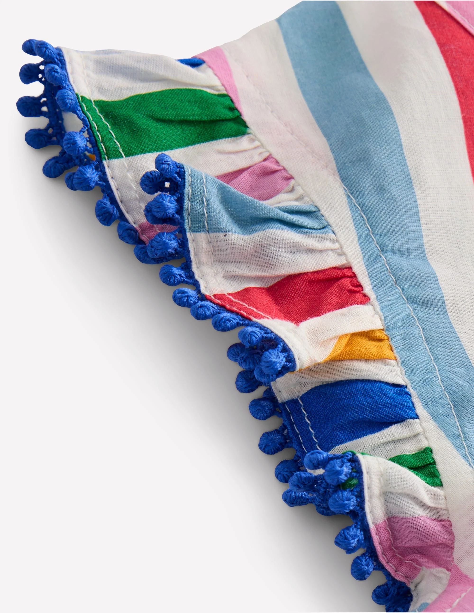 Button Through Ruffle Playsuit-Rainbow Multi Stripe - Image 3
