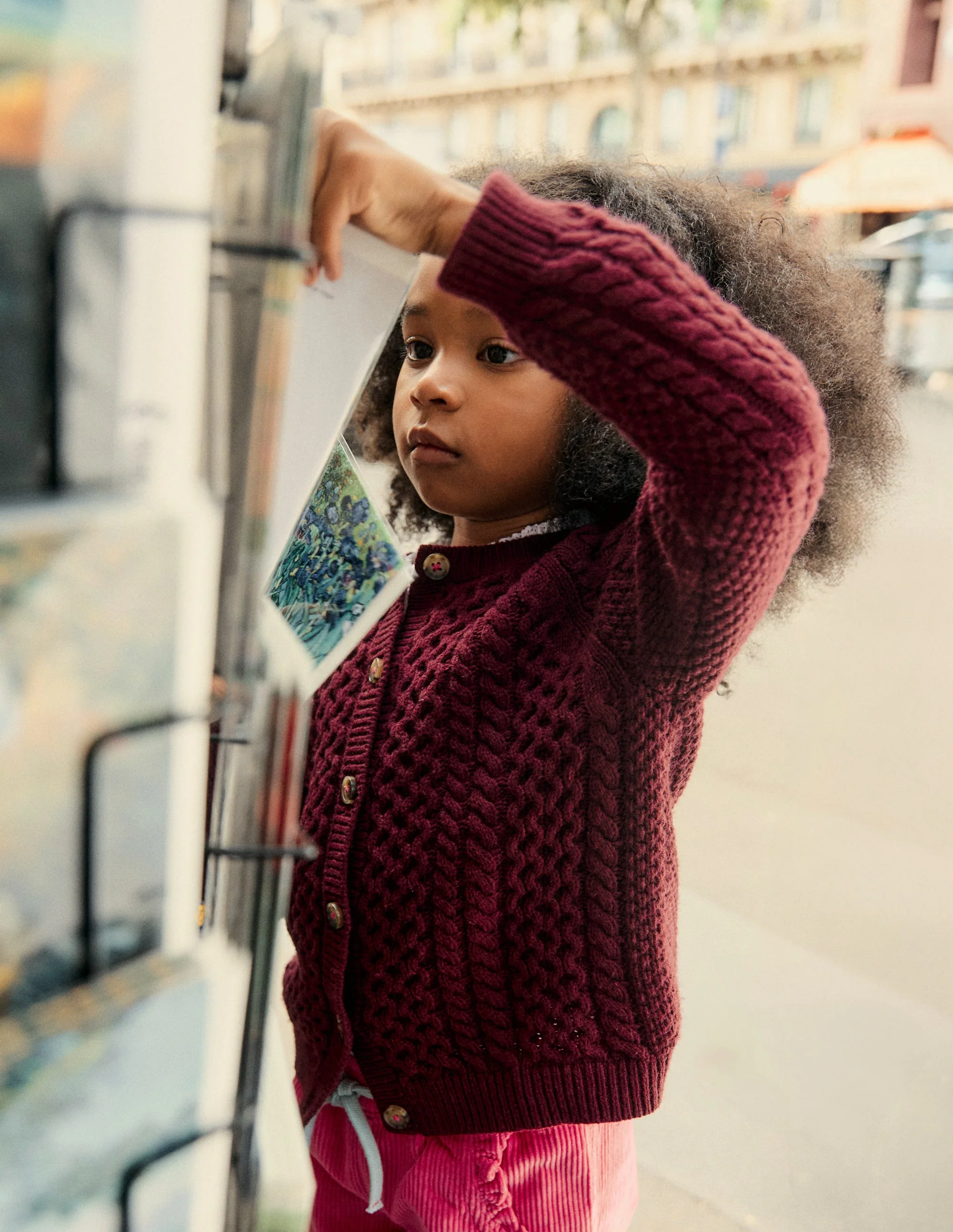 Cable Cardigan-Plum - Image 4