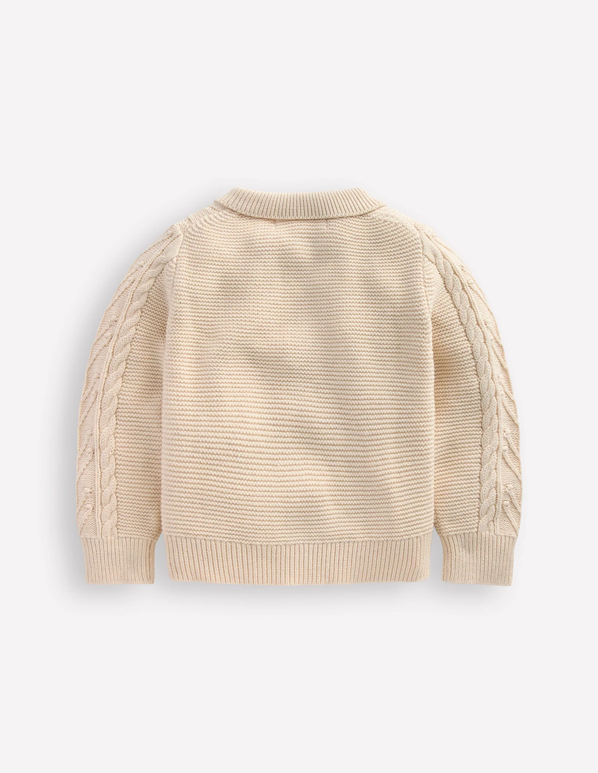 Collared Cable Zip-up-Ecru Marl - Image 5