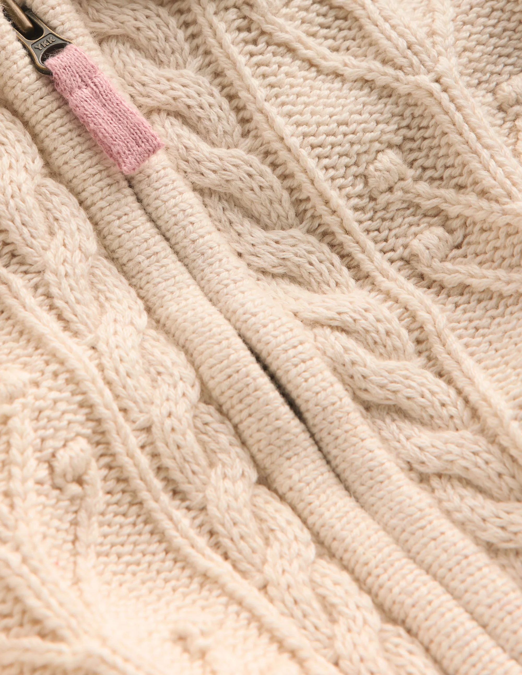 Collared Cable Zip-up-Ecru Marl - Image 6