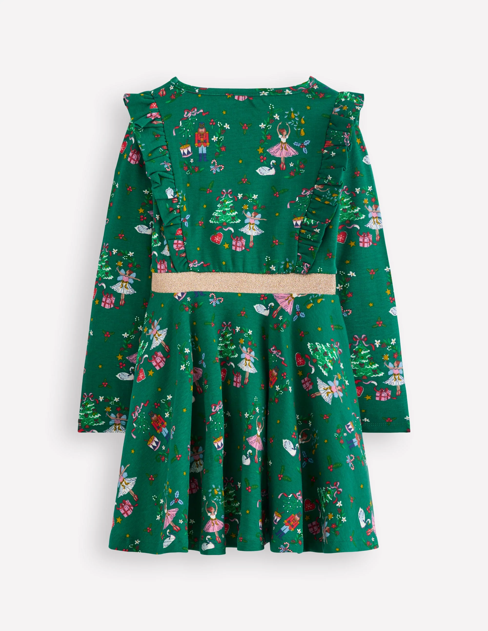 Cora Twirly Jersey Dress-Jewel Green Nutcracker - Image 5