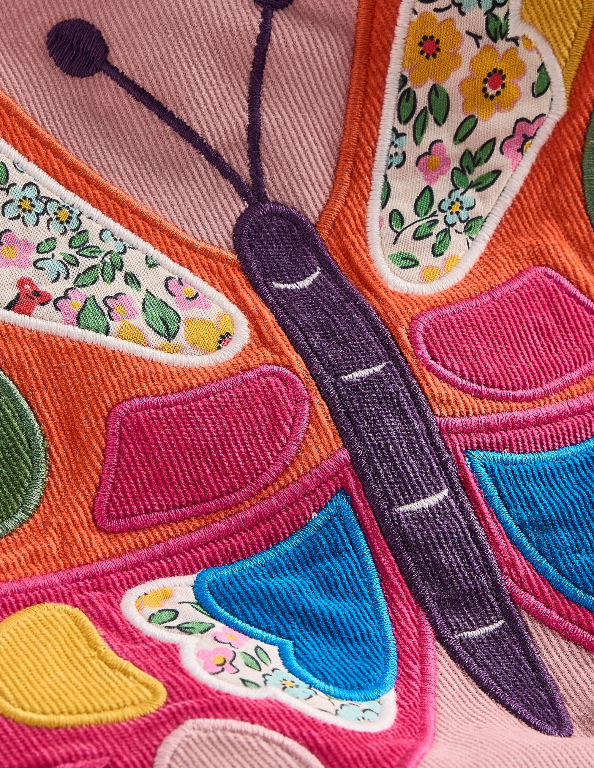 Cord Appliqué Pinafore Dress-Formica Pink Butterfly - Image 3