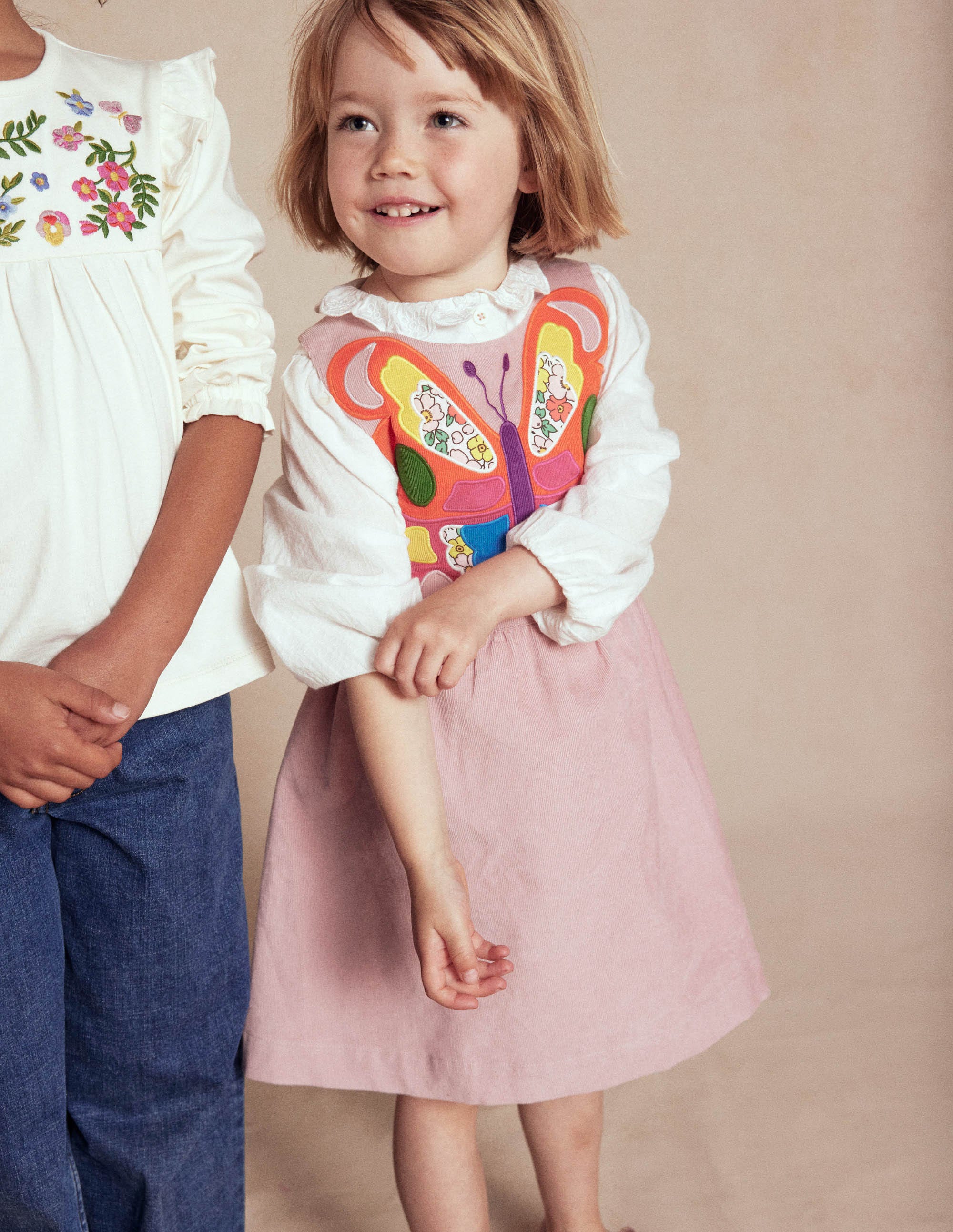 Cord Appliqué Pinafore Dress-Formica Pink Butterfly - Image 4
