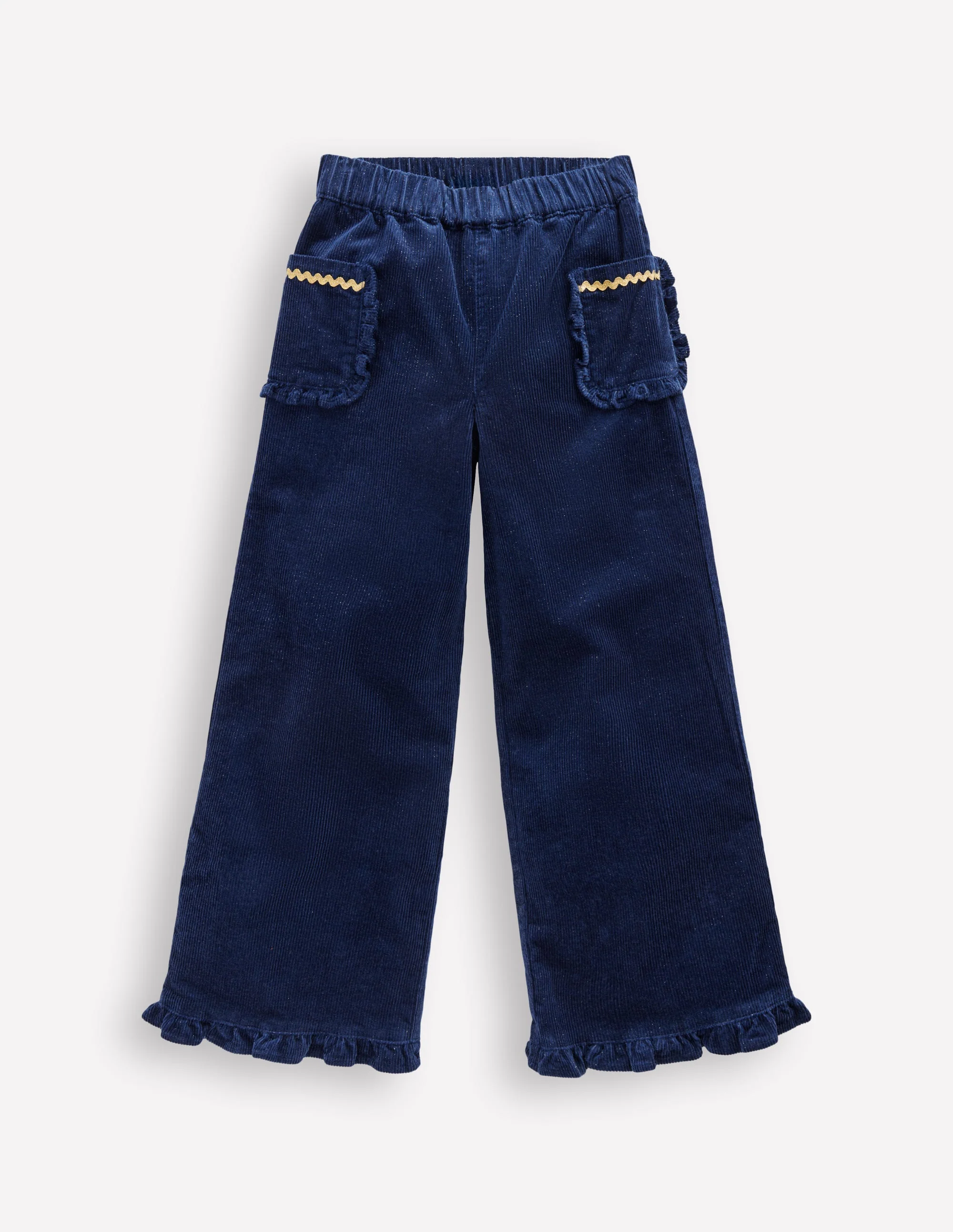 Cord Frill Pull-on Trousers-Navy Sparkle
