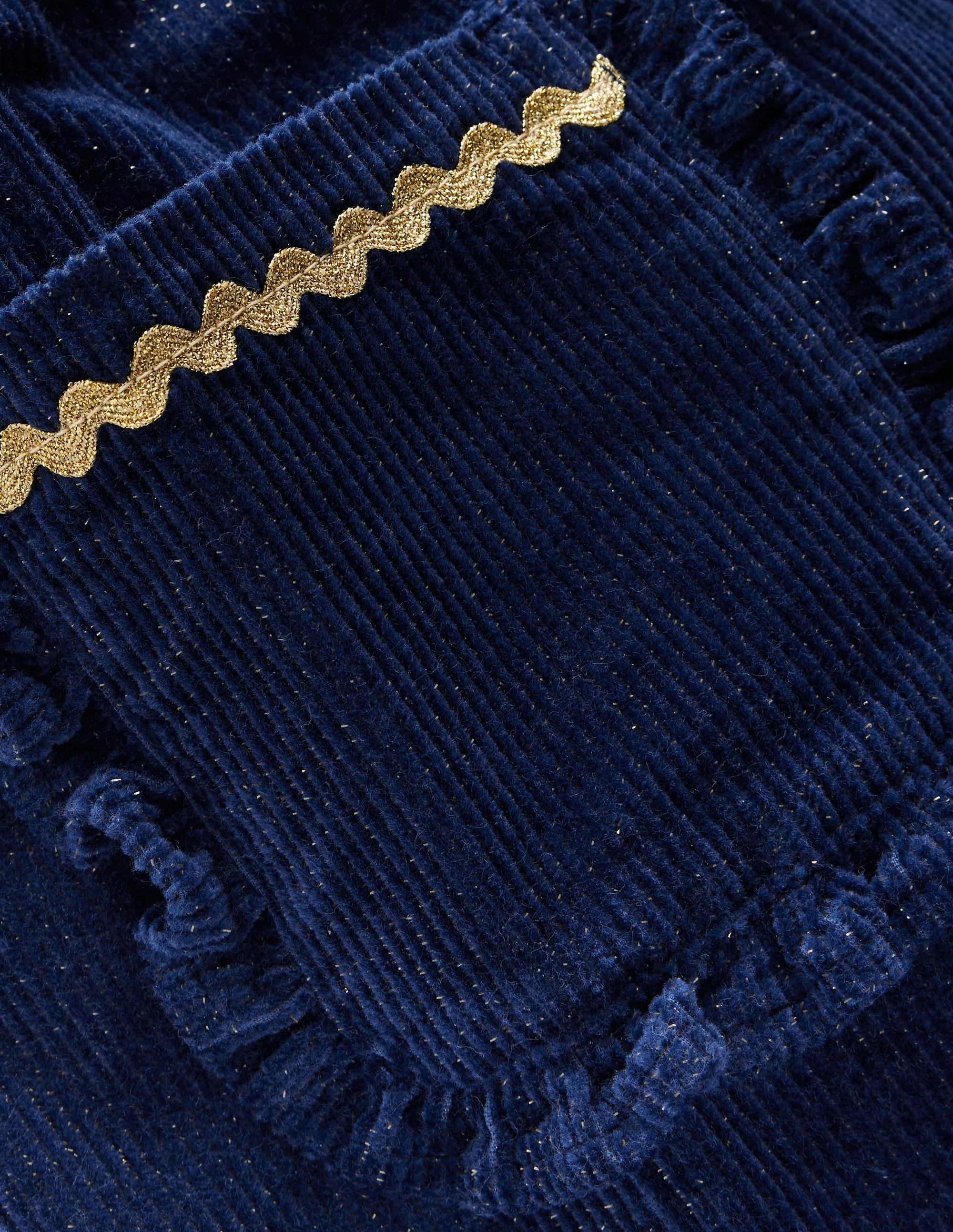 Cord Frill Pull-on Trousers-Navy Sparkle - Image 3