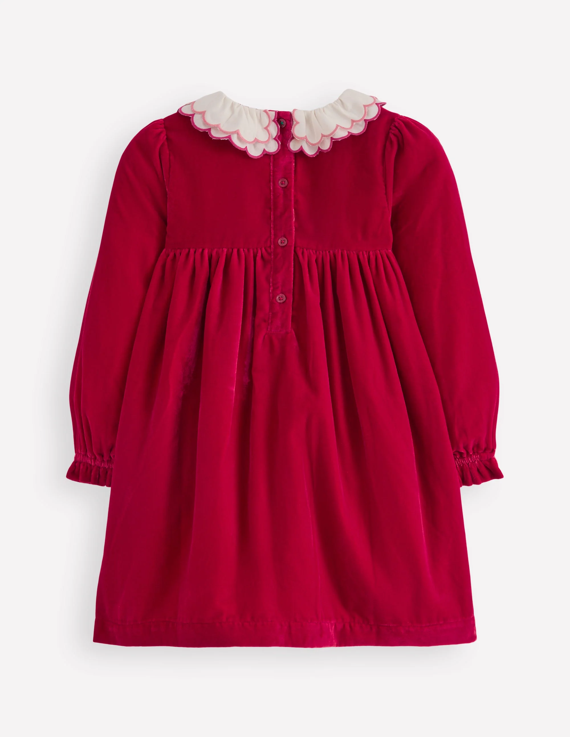 Cosy Collar Detail Smock Dress-Carmine Red - Image 4