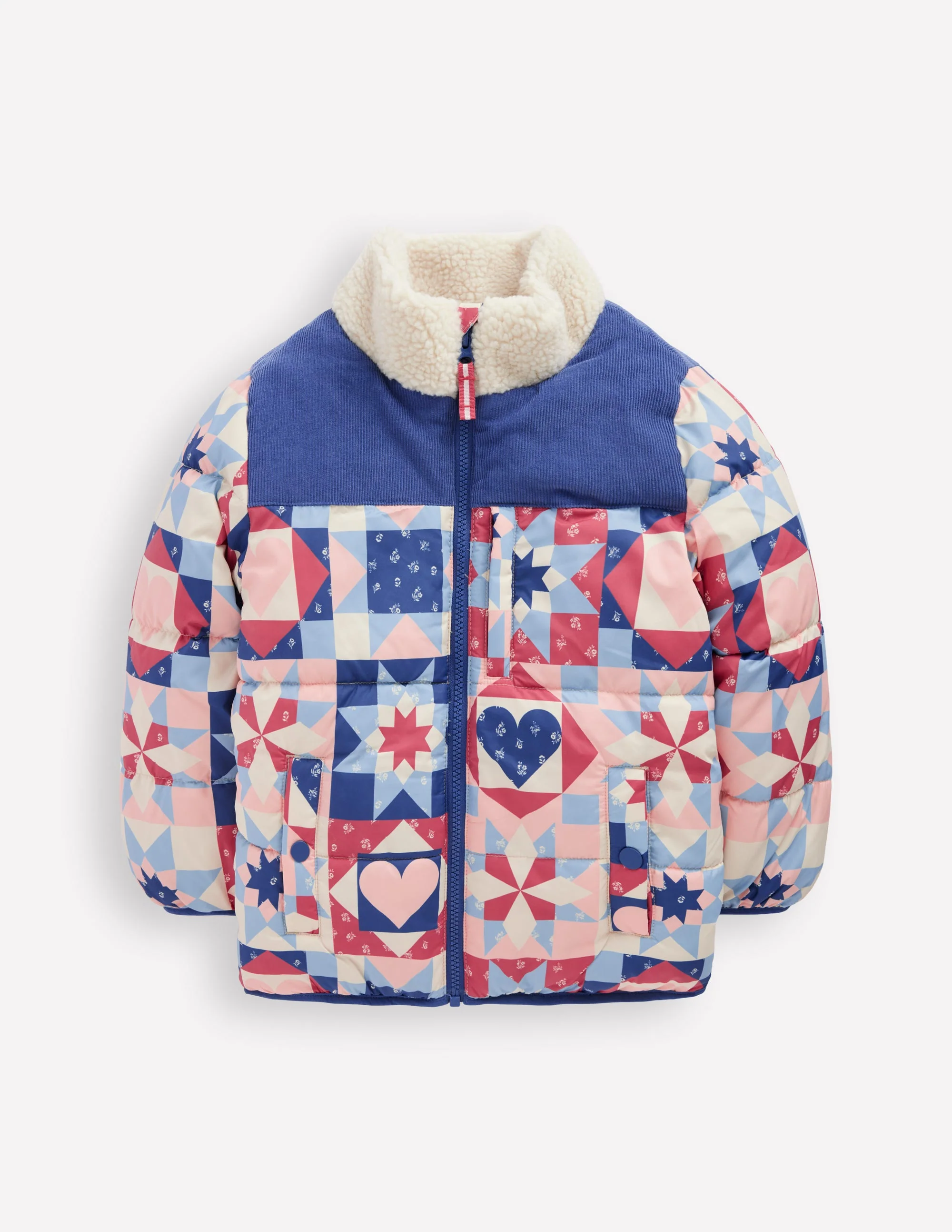 Cosy Puffer Jacket-Alaskan Blue Patchwork - Image 2