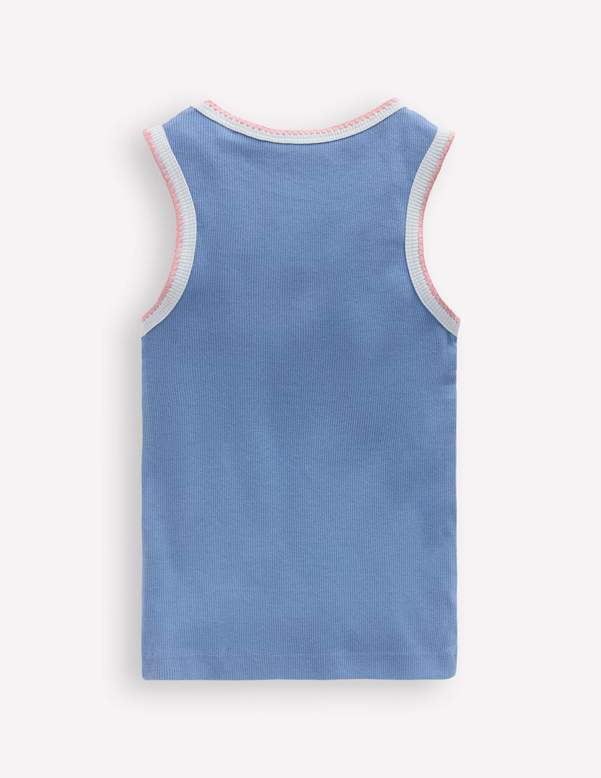 Crochet Trim Ribbed Vest-Light Blue - Image 2