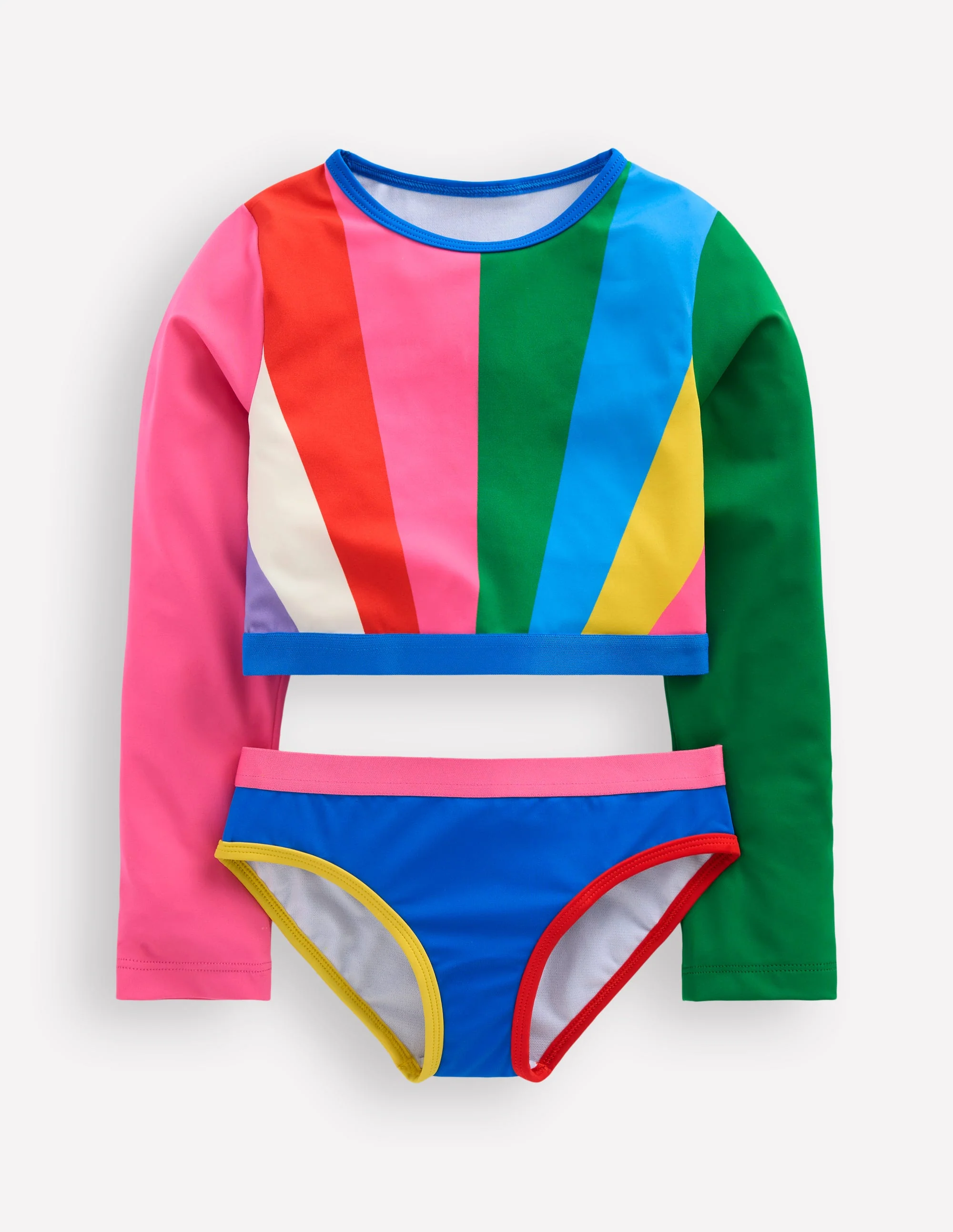 Cropped Rash Vest Set-Rainbow Sunray