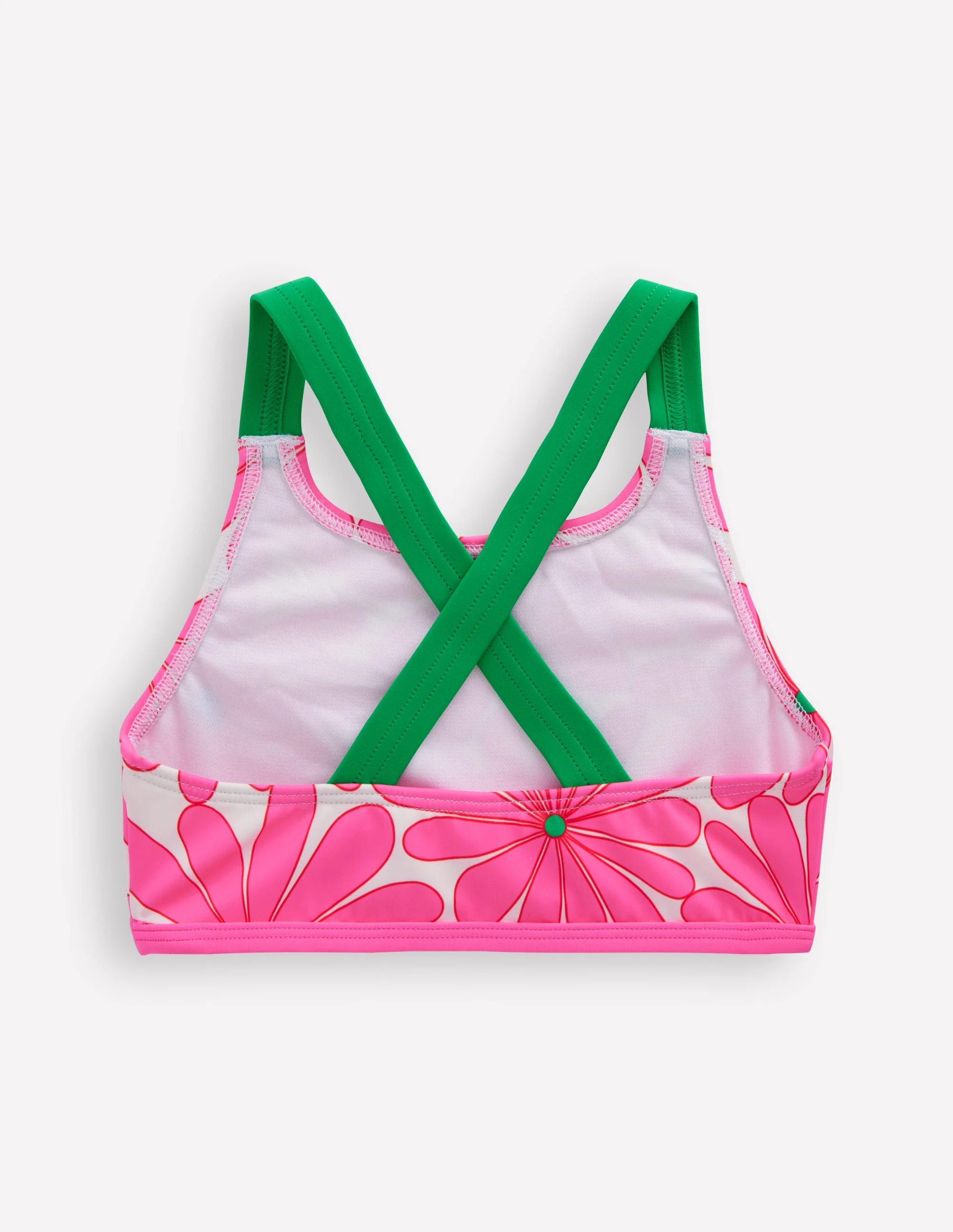 Cross-back Bikini Top-Festival Pink Daisy - Image 2
