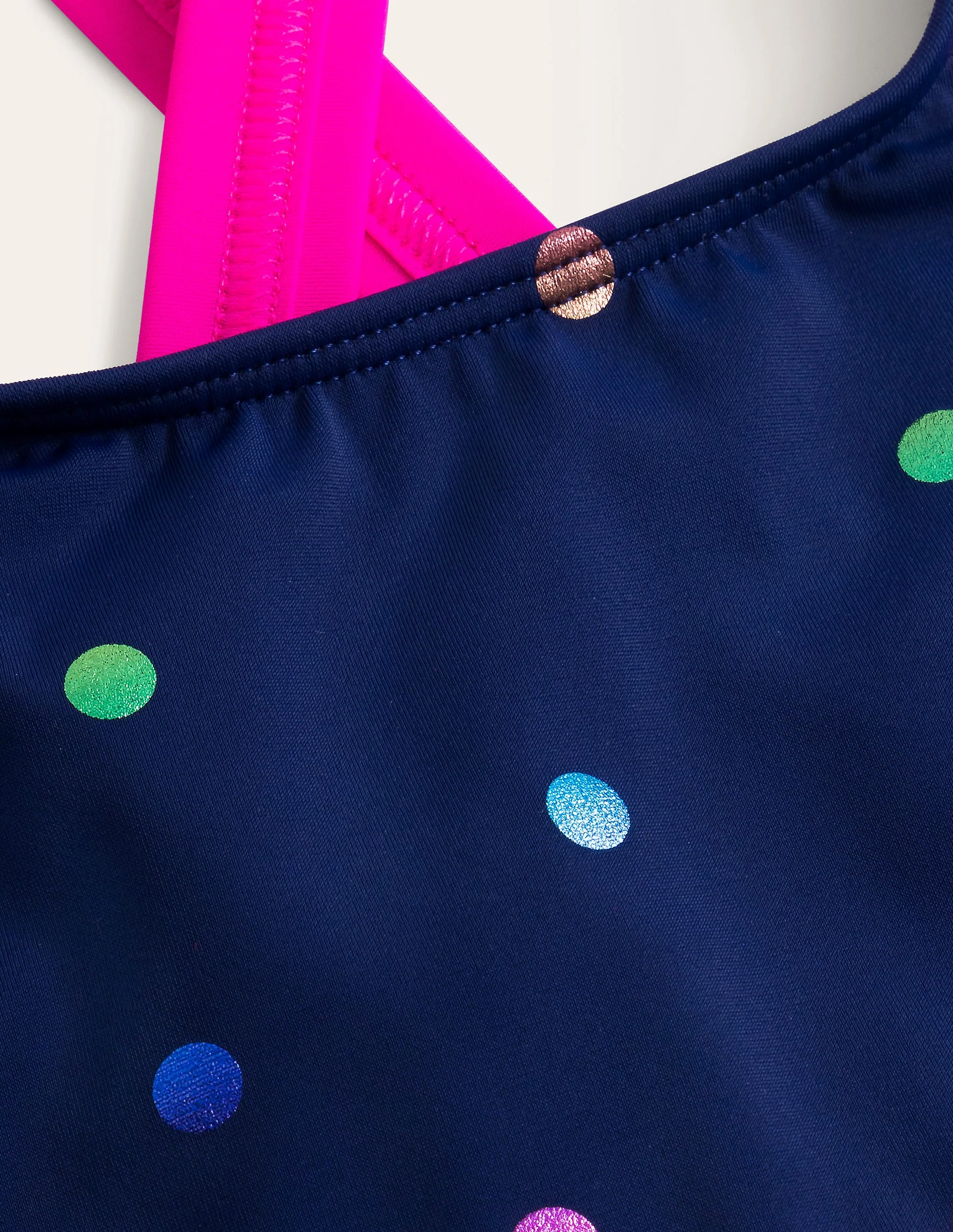 Cross-back Bikini Top-Rainbow Foil Confetti Spot - Image 3