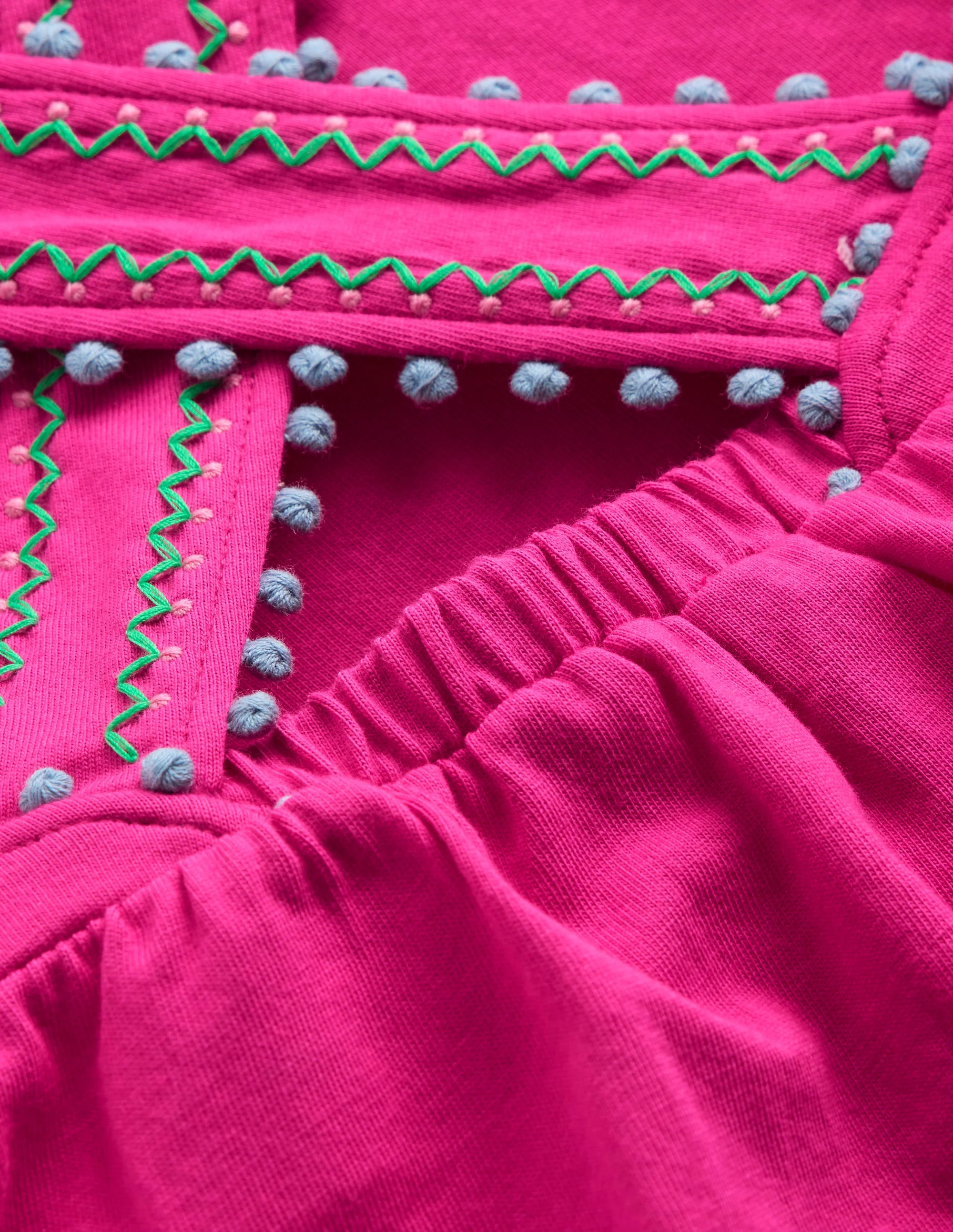 Cross-Back Pom Trim Top-Pink Peony - Image 3