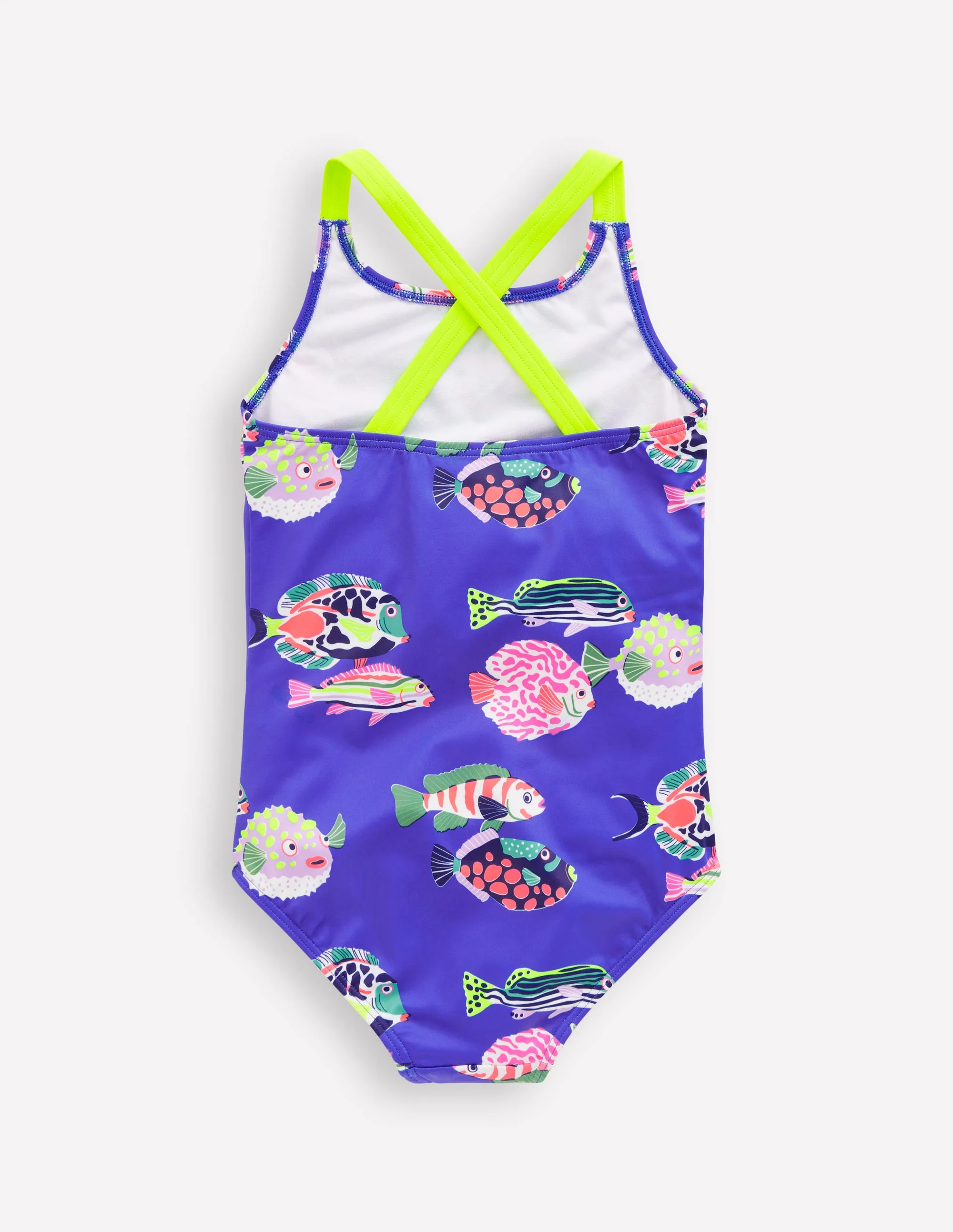 Cross-back Printed Swimsuit-Blue Heron Fish - Image 2