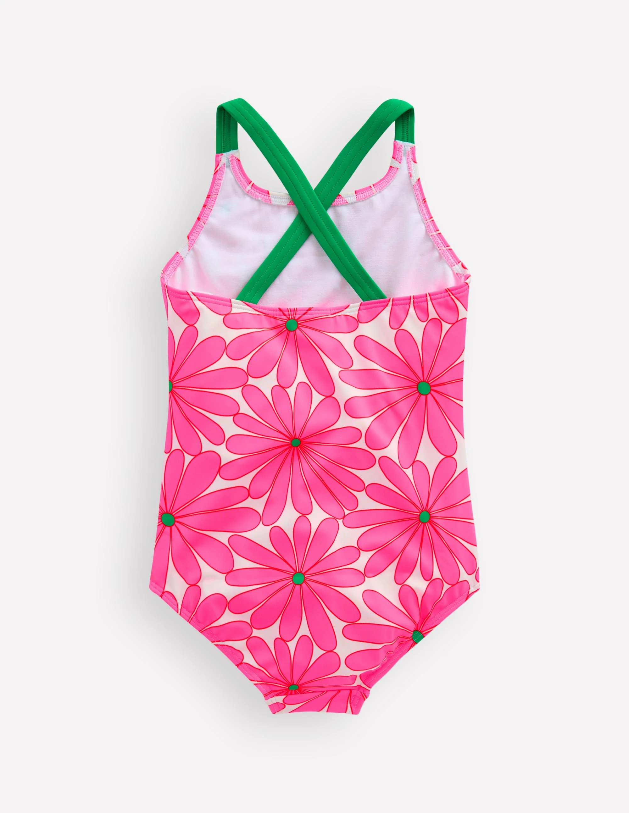Cross-Back Printed Swimsuit-Festival Pink Daisy - Image 2