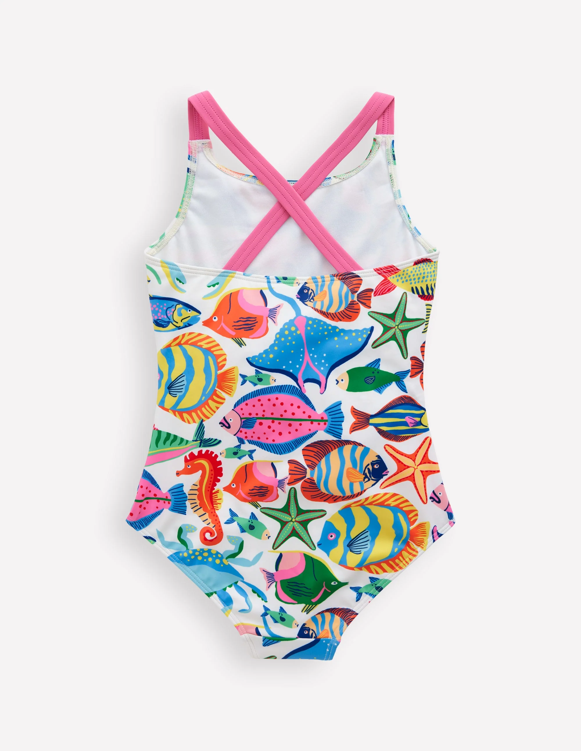 Cross-Back Printed Swimsuit-Multi Fishes - Image 2