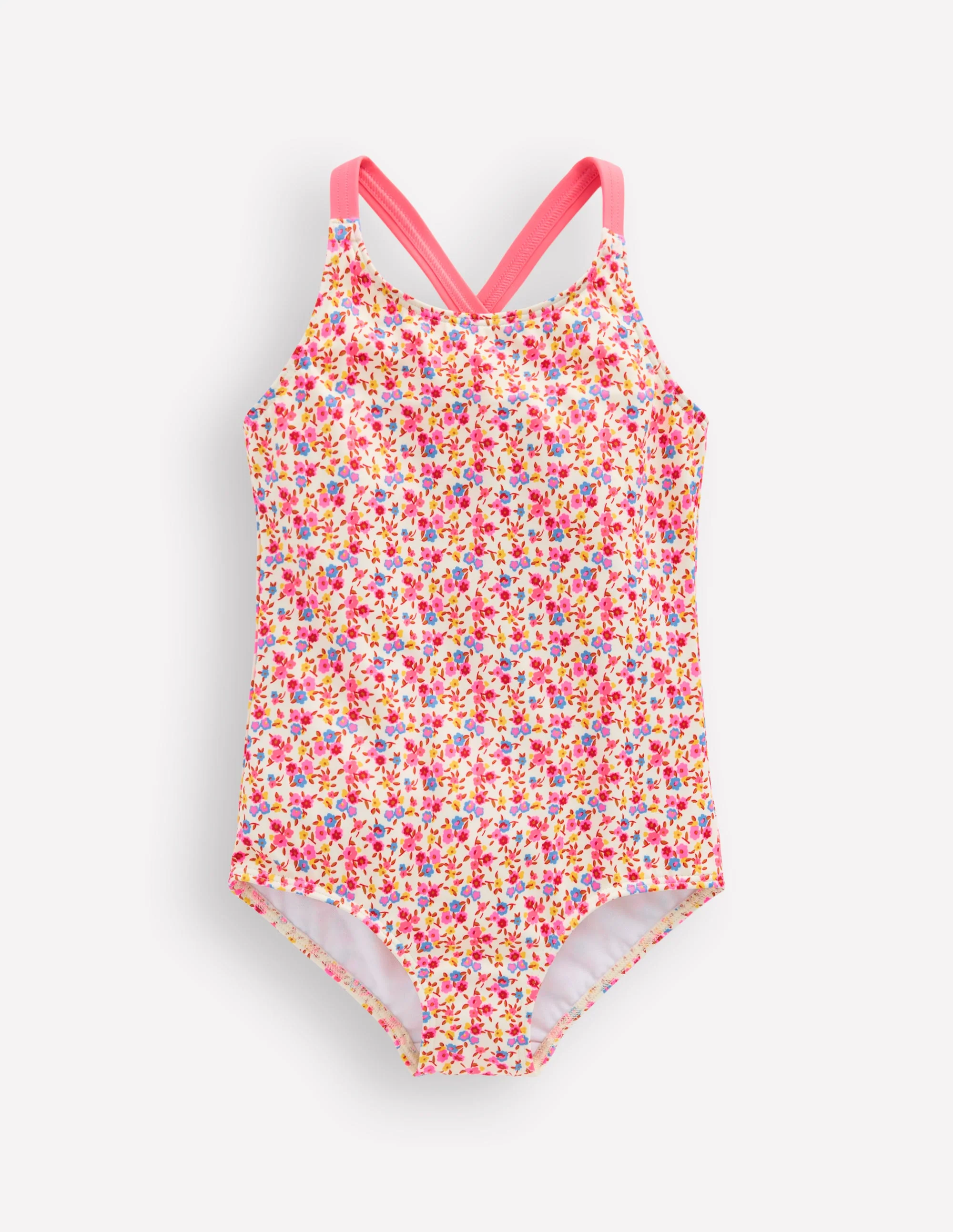 Cross-Back Printed Swimsuit-Papyrus Ditsy Floral