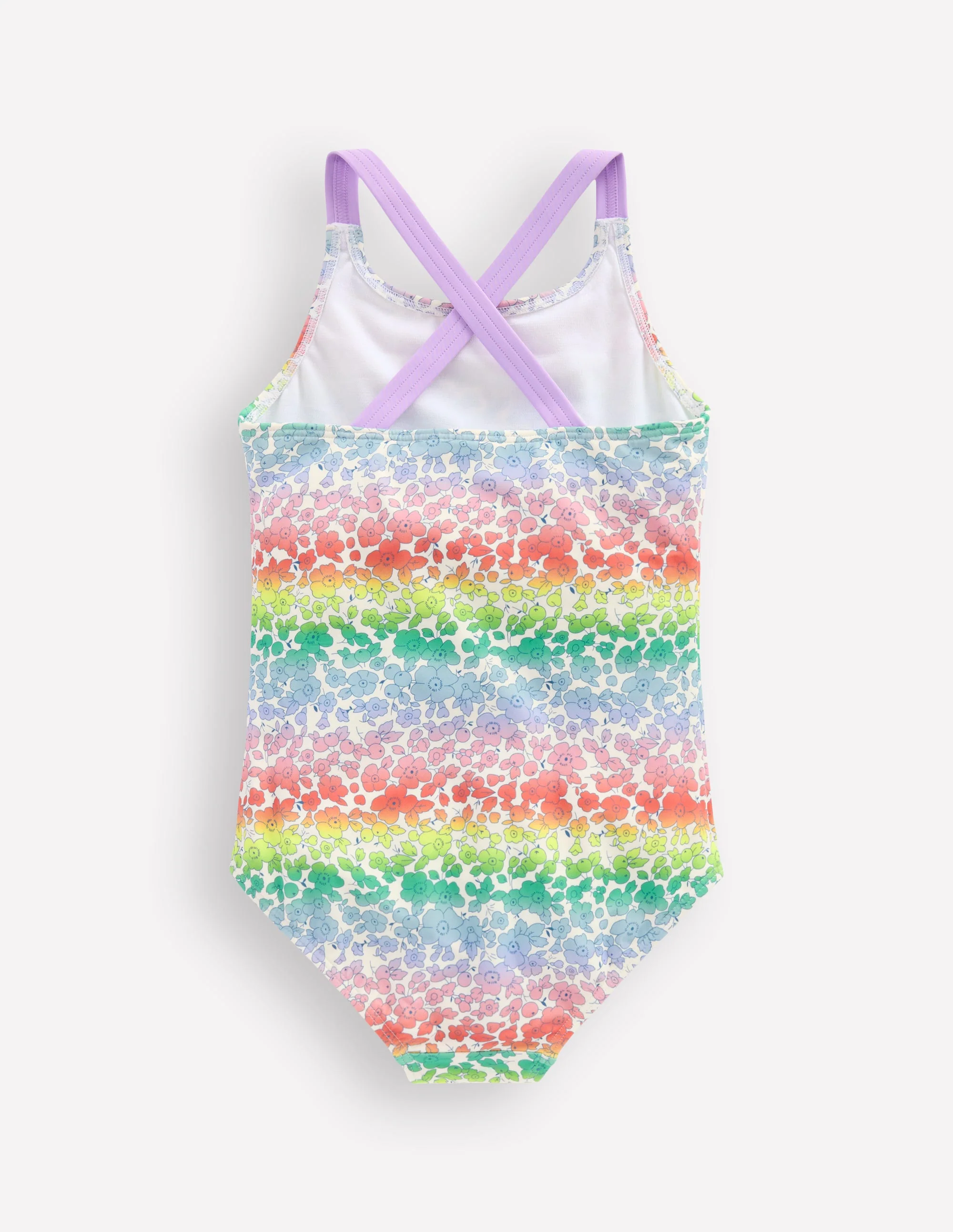 Cross-Back Printed Swimsuit-Rainbow Ombre Flowerbed - Image 2