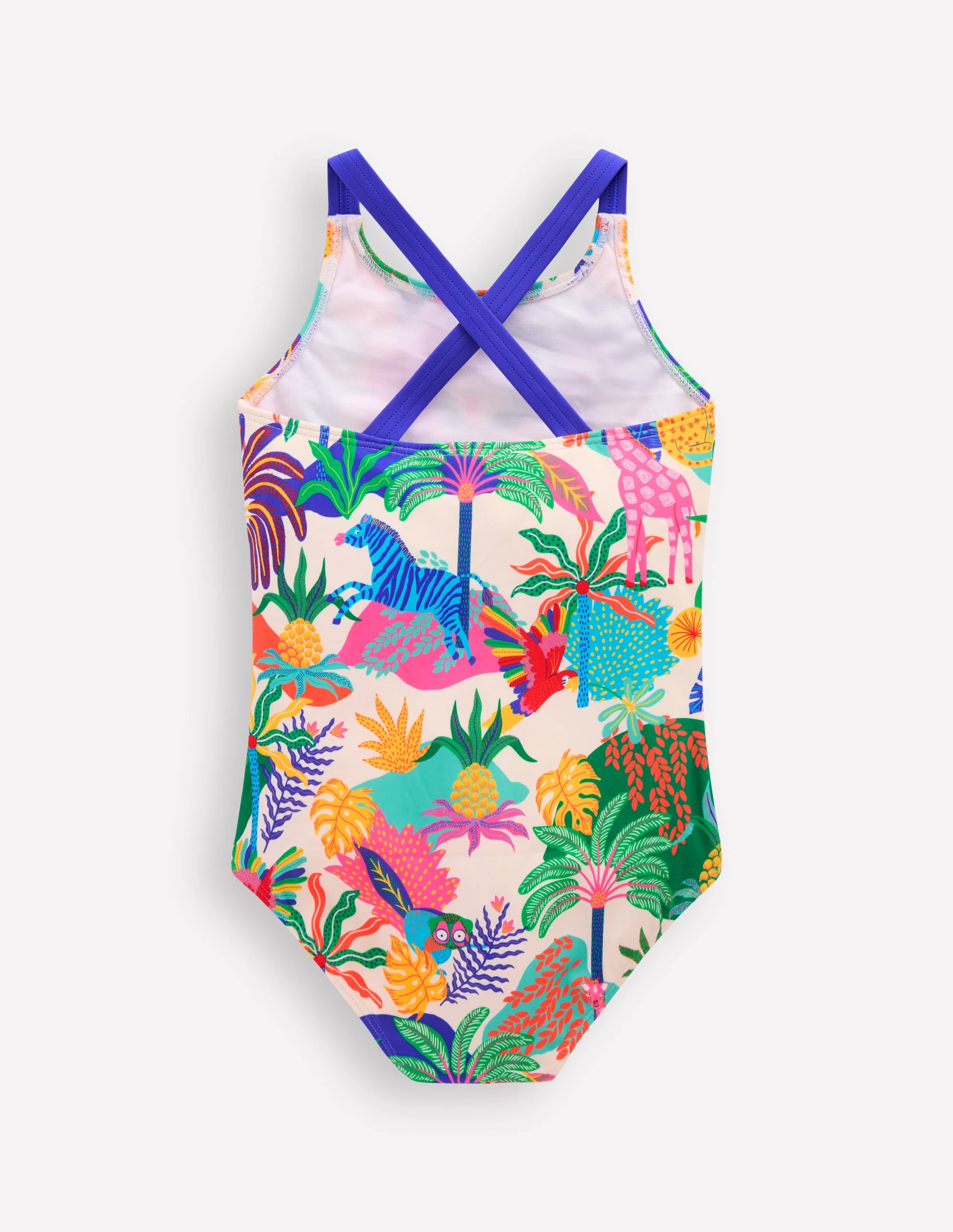 Cross-back Printed Swimsuit-Soft Ivory Multi Jungle - Image 2