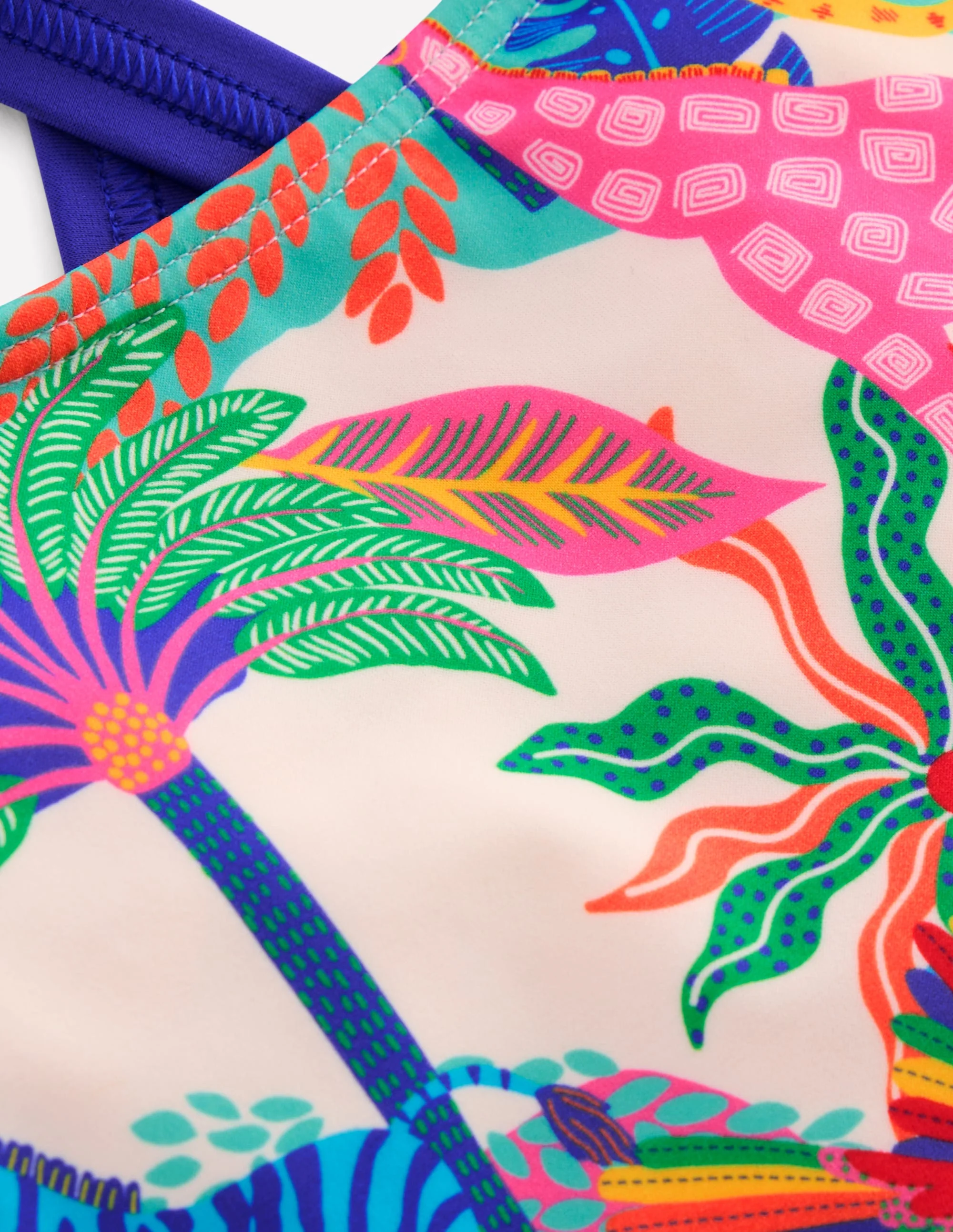 Cross-back Printed Swimsuit-Soft Ivory Multi Jungle - Image 3