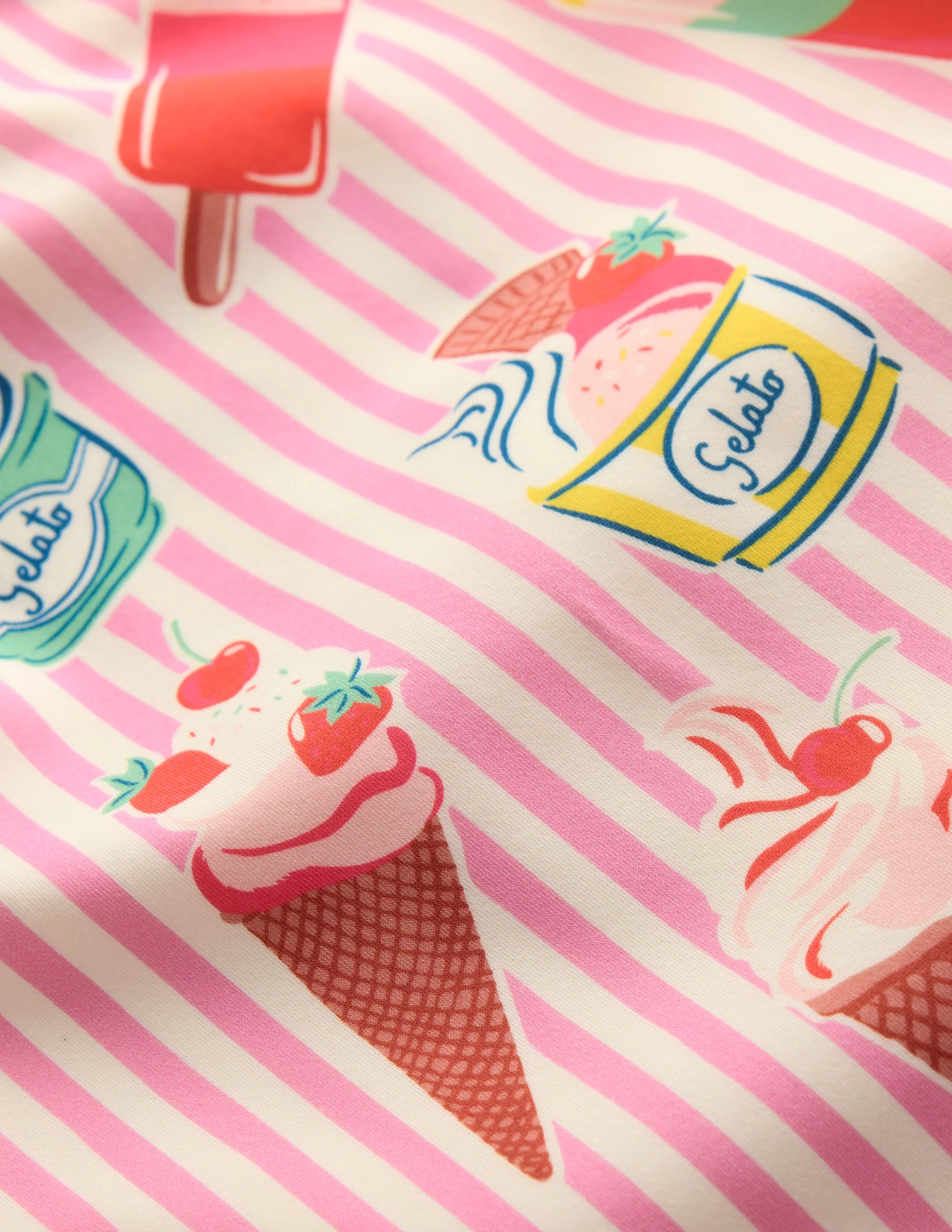 Cross-back Printed Swimsuit-Vintage Pink Ice Cream Stripe - Image 3