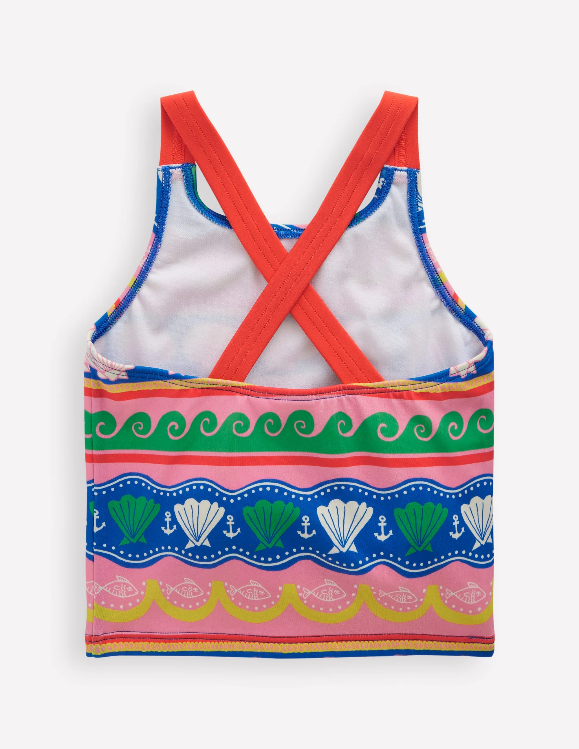 Cross-Back Tankini Top-Multi Sea Shell Stripe - Image 2