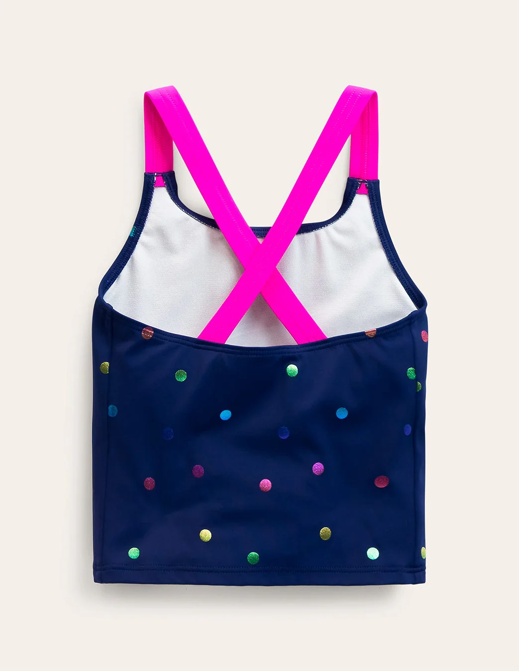 Cross-Back Tankini Top-Rainbow Foil Confetti Spot - Image 2