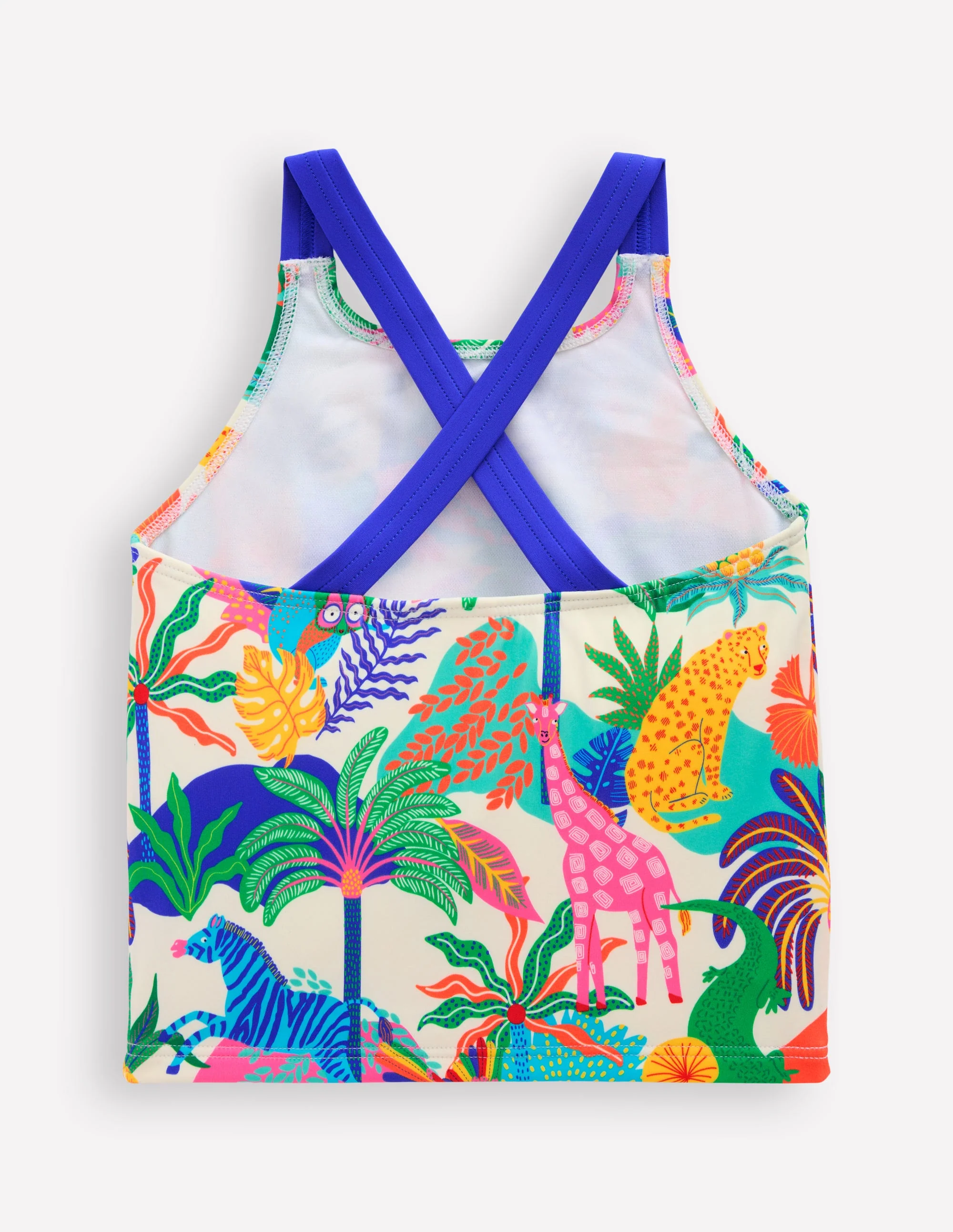 Cross-back Tankini Top-Soft Ivory Multi Jungle - Image 2