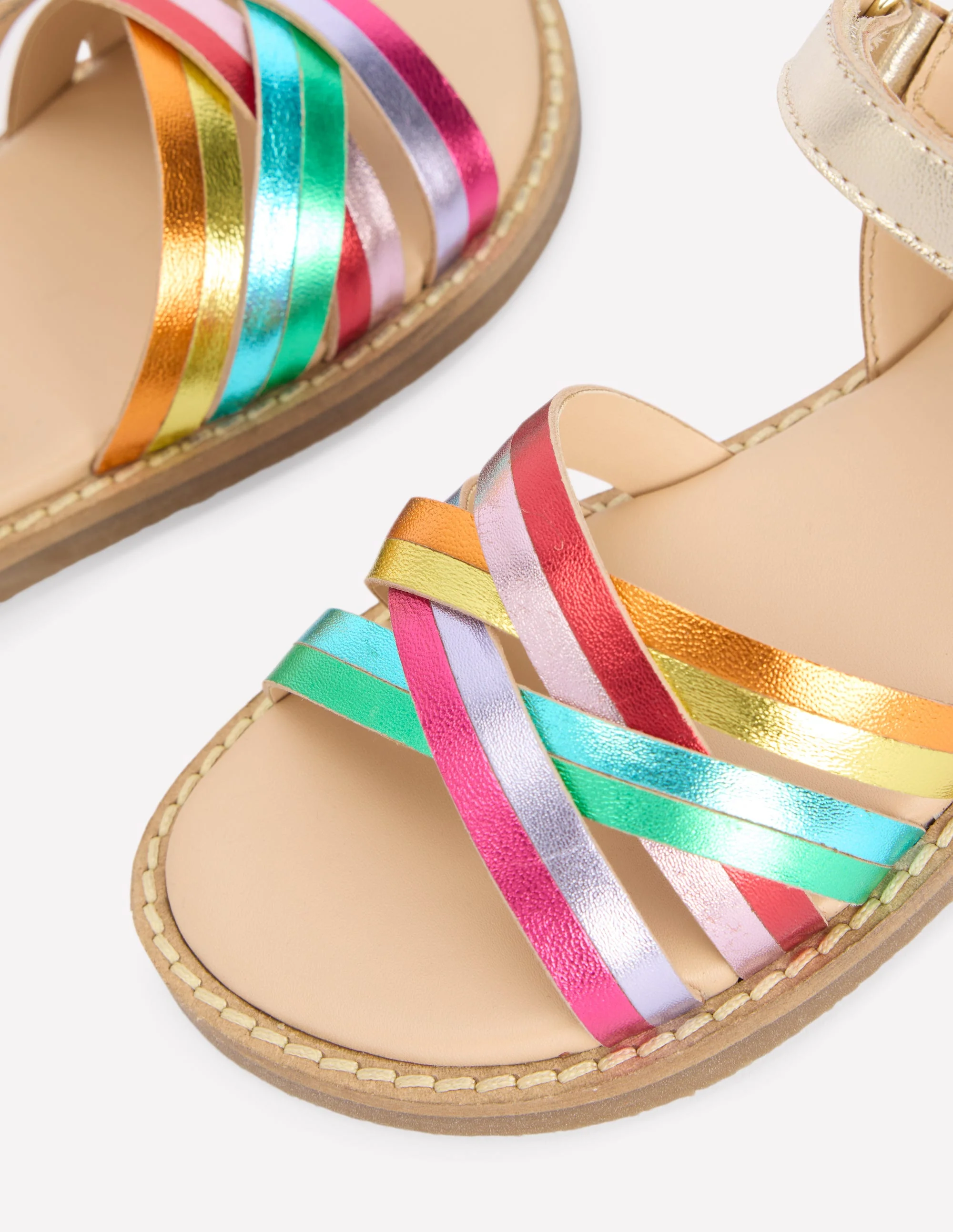 Crossed Leather Sandals-Rainbow metallic - Image 3