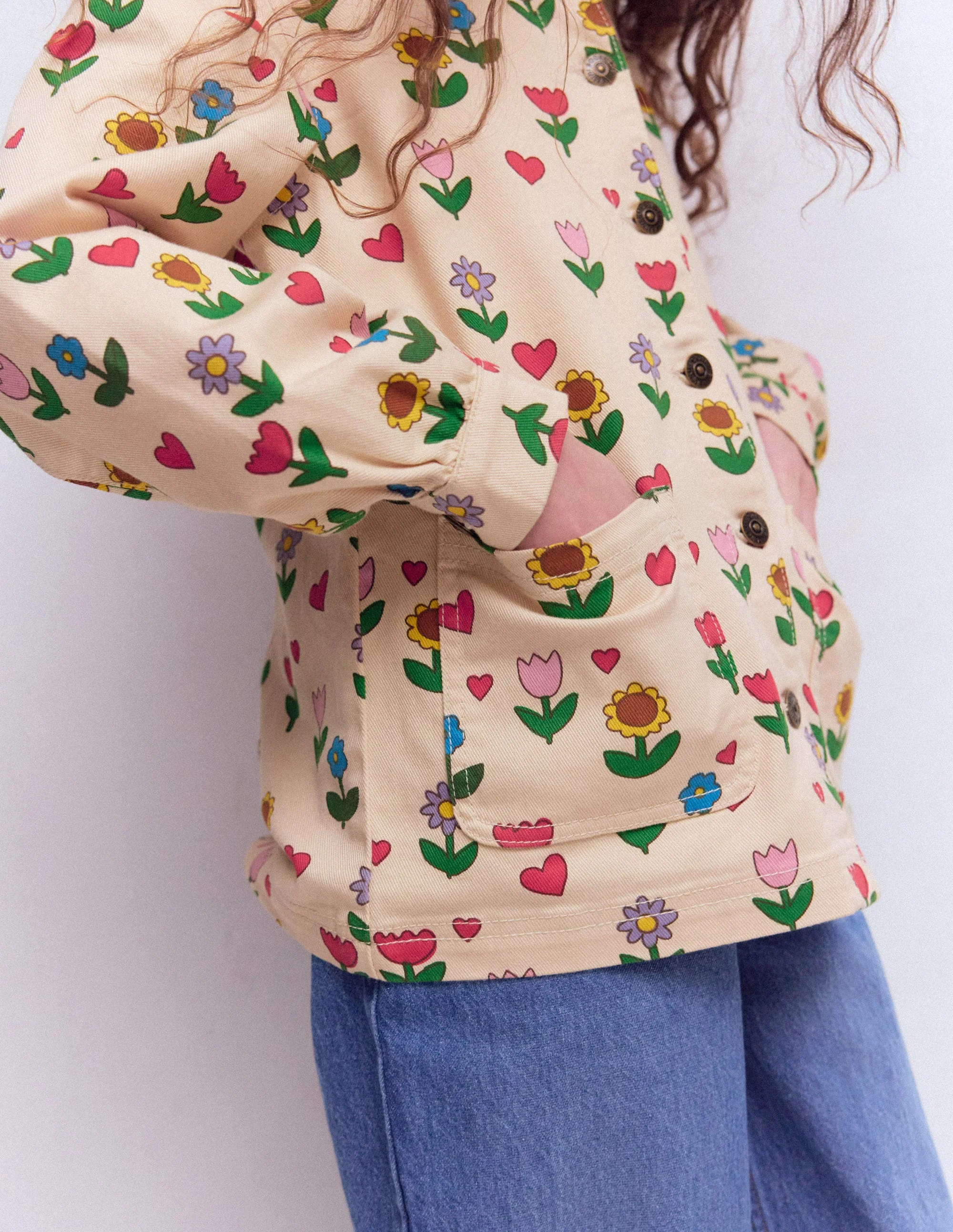 Denim Jacket-Ivory Sunflower Garden - Image 3