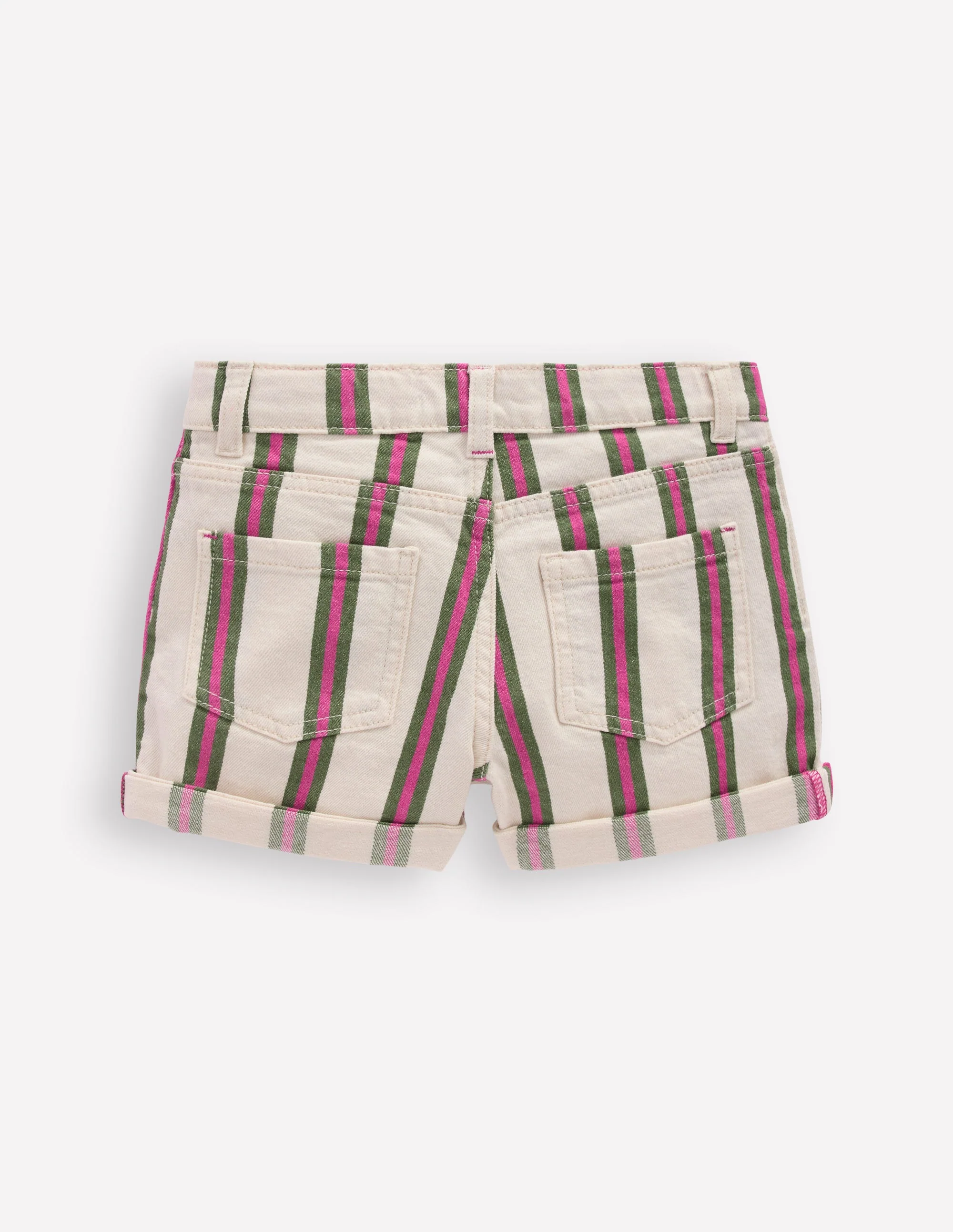 Denim Shorts-Ivory/Green/Pink Stripe - Image 2