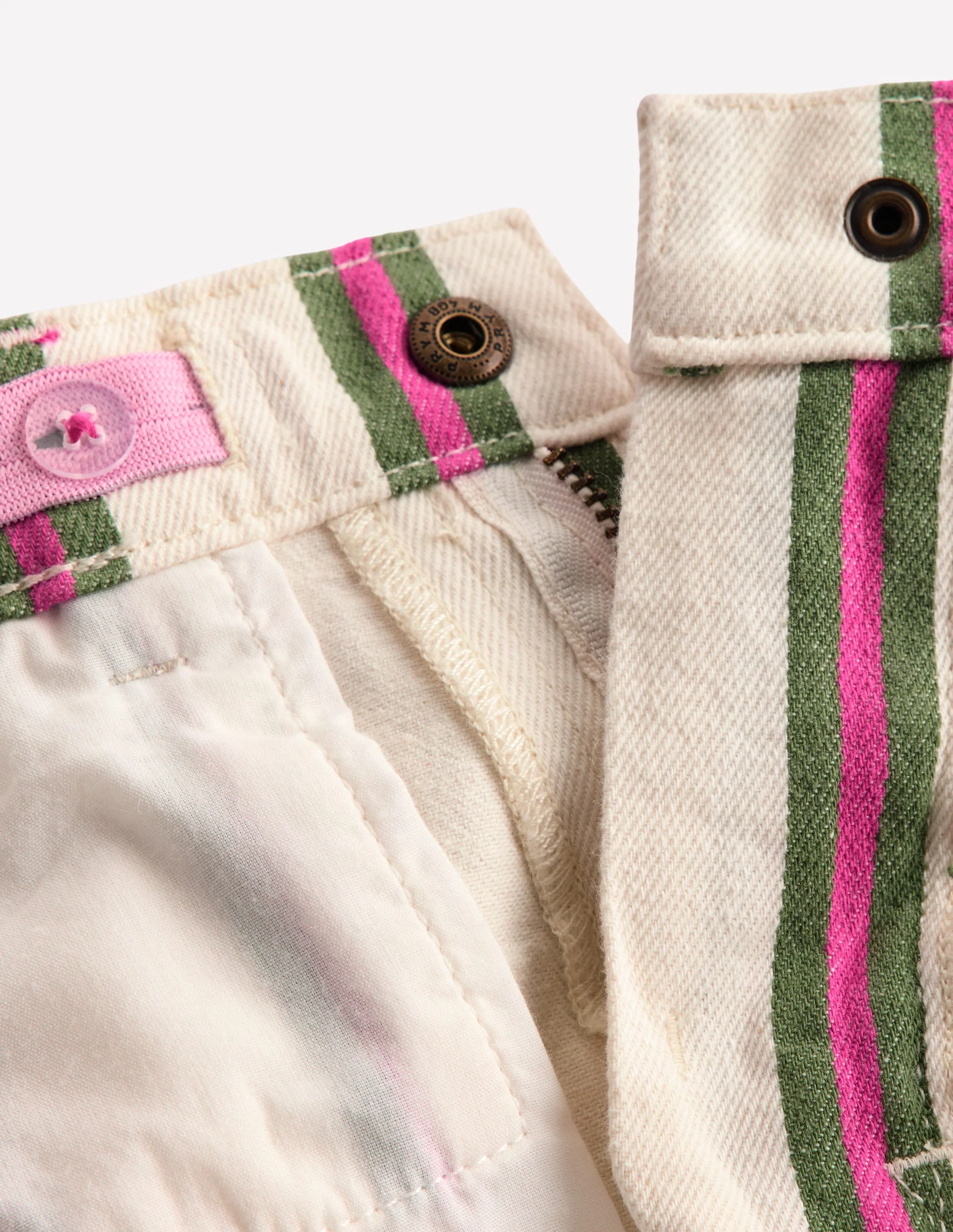 Denim Shorts-Ivory/Green/Pink Stripe - Image 4