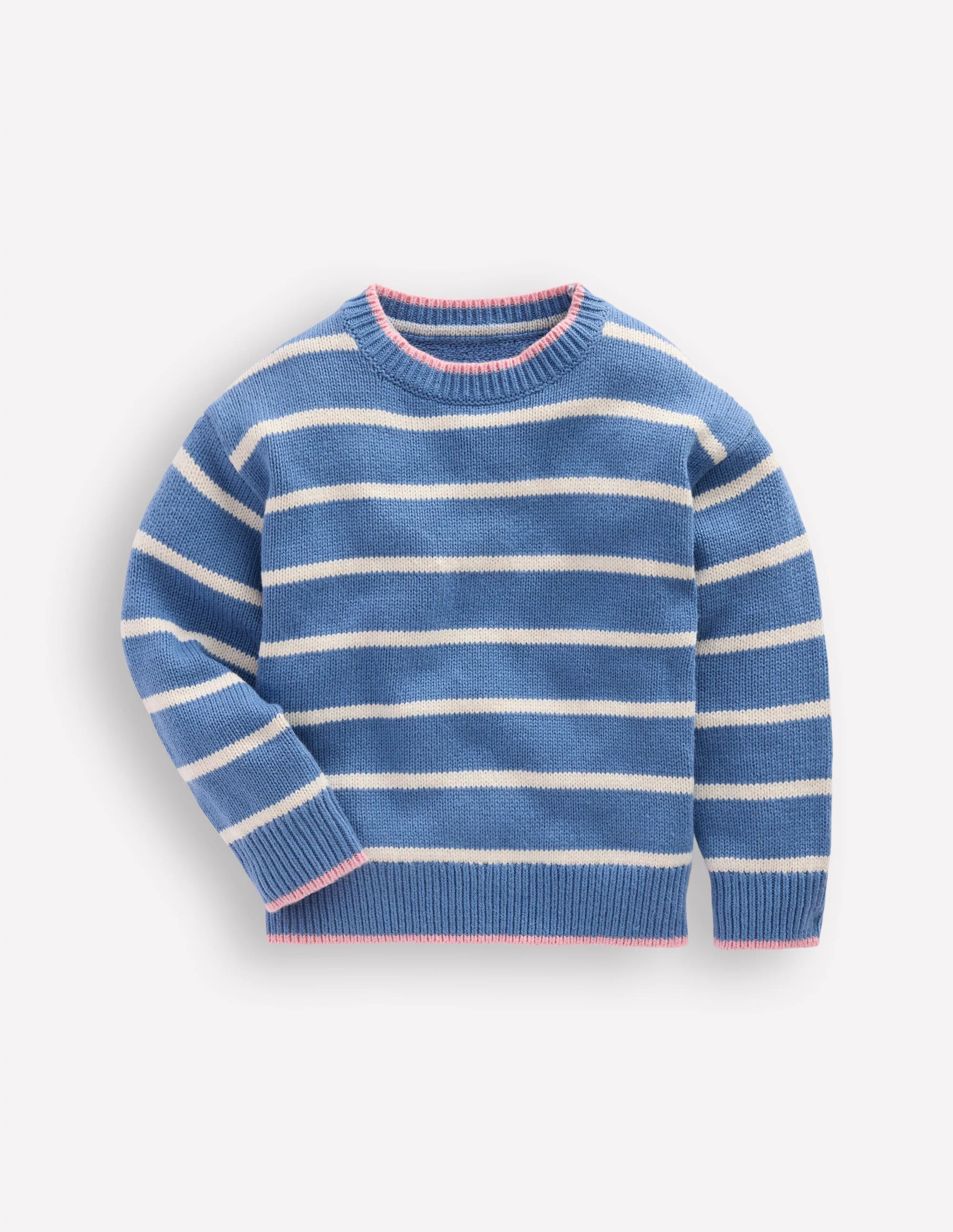 Drop Shoulder Jumper-Silve Lake Blue/Ecru Marl - Image 3