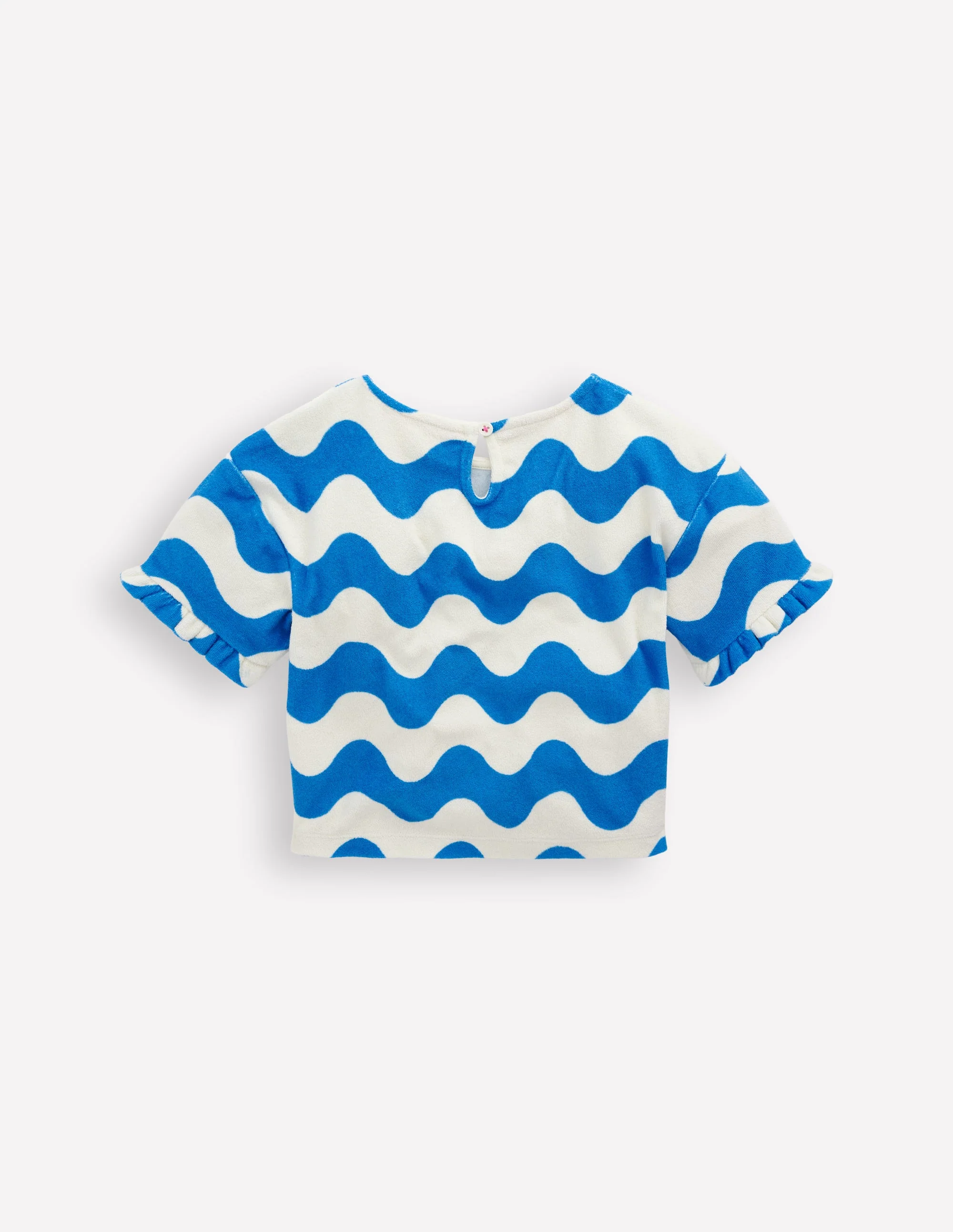 Dropped Shoulder Towelling Top-Blue Wave Stripe - Image 2