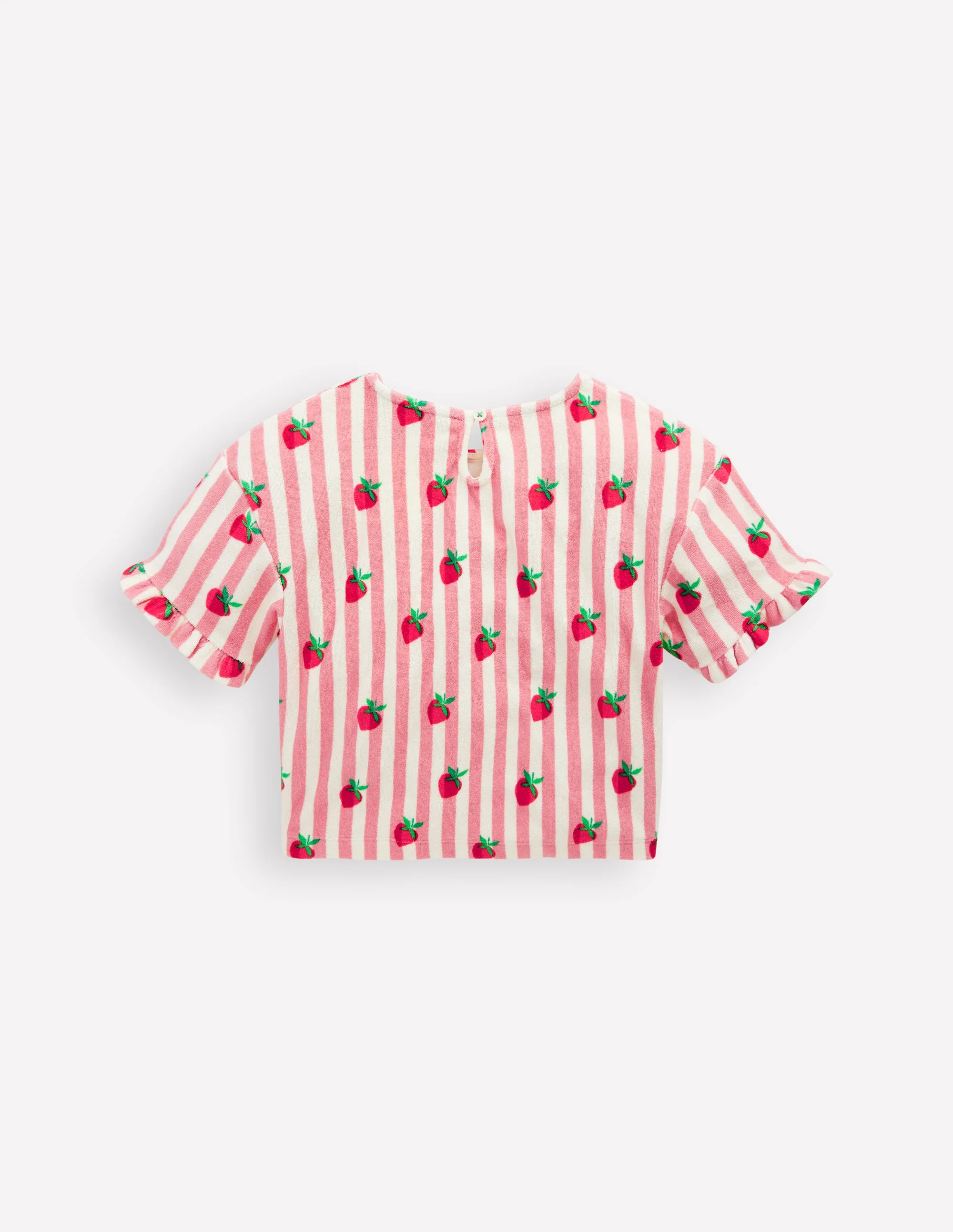 Dropped Shoulder Towelling Top-Blush Strawberry Stripe - Image 2