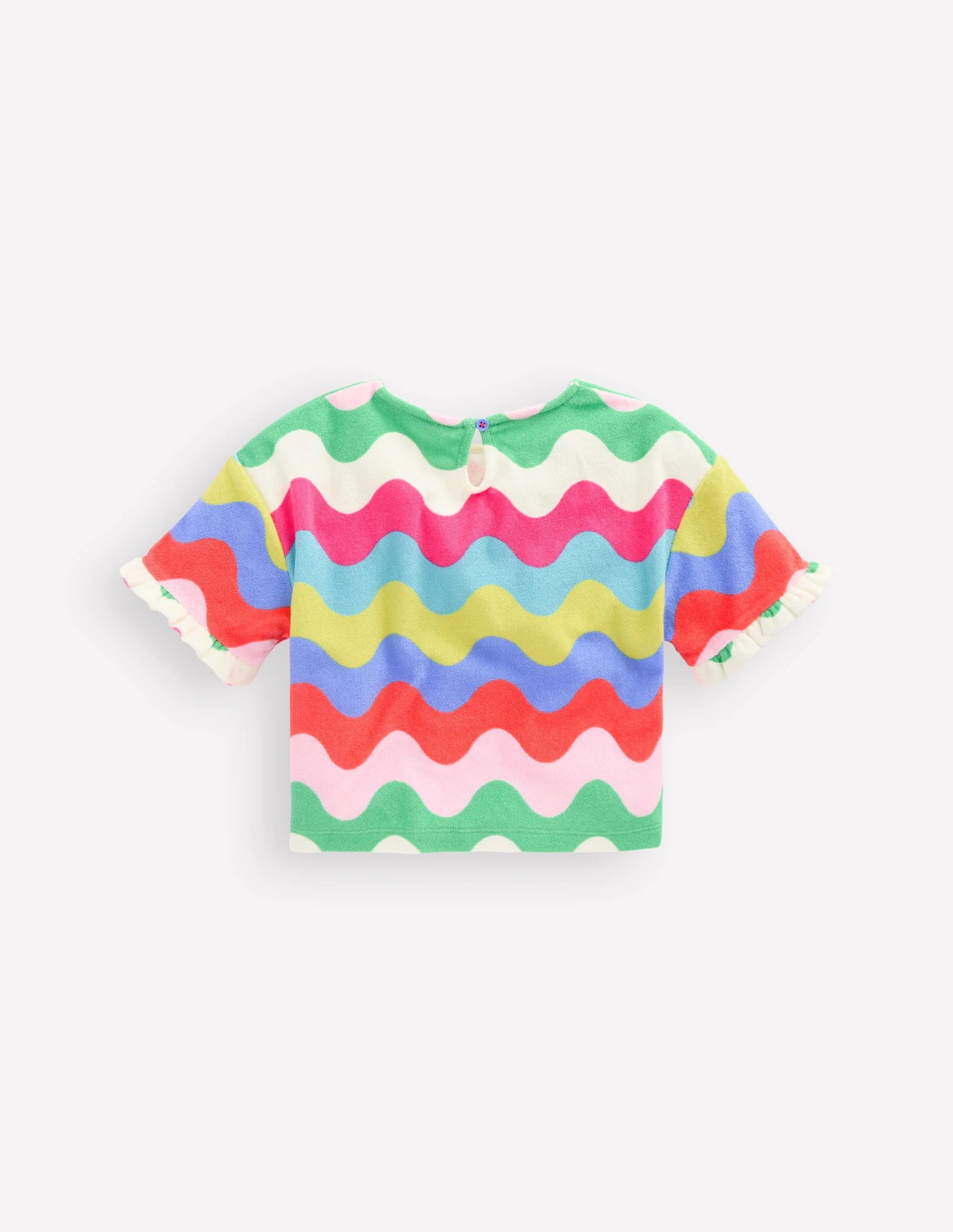 Dropped Shoulder Towelling Top-Multi Wave Stripe - Image 2
